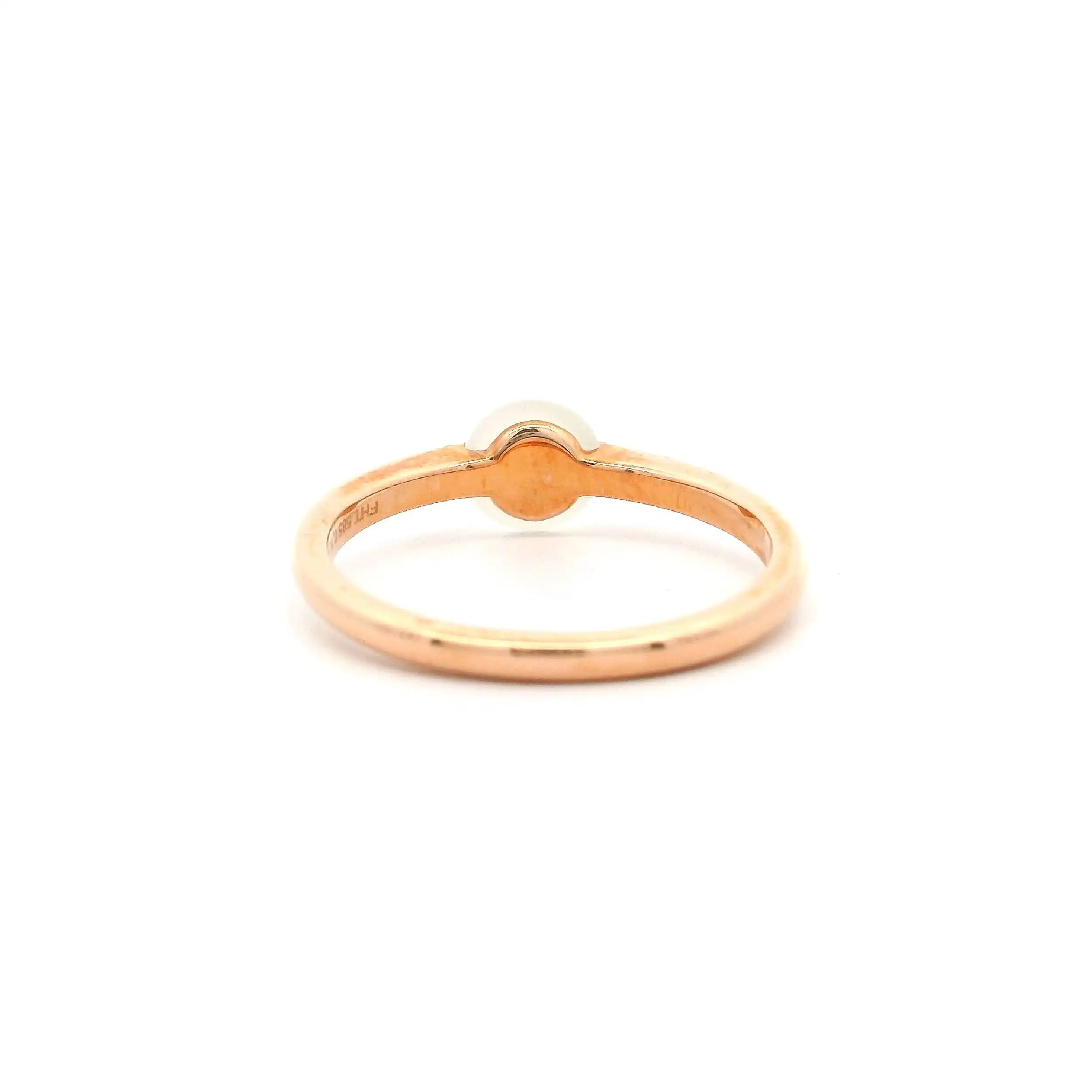 Ring Roségold massiv mit Mondstein Cabochon & Brillanten, graviert mit 0,10ct.
