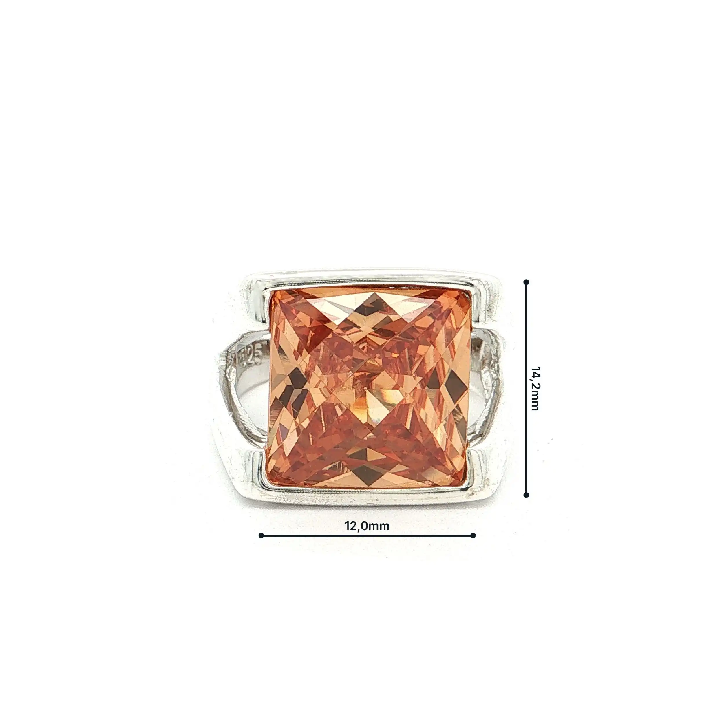 Ring Silber mit orangenem Farbstein