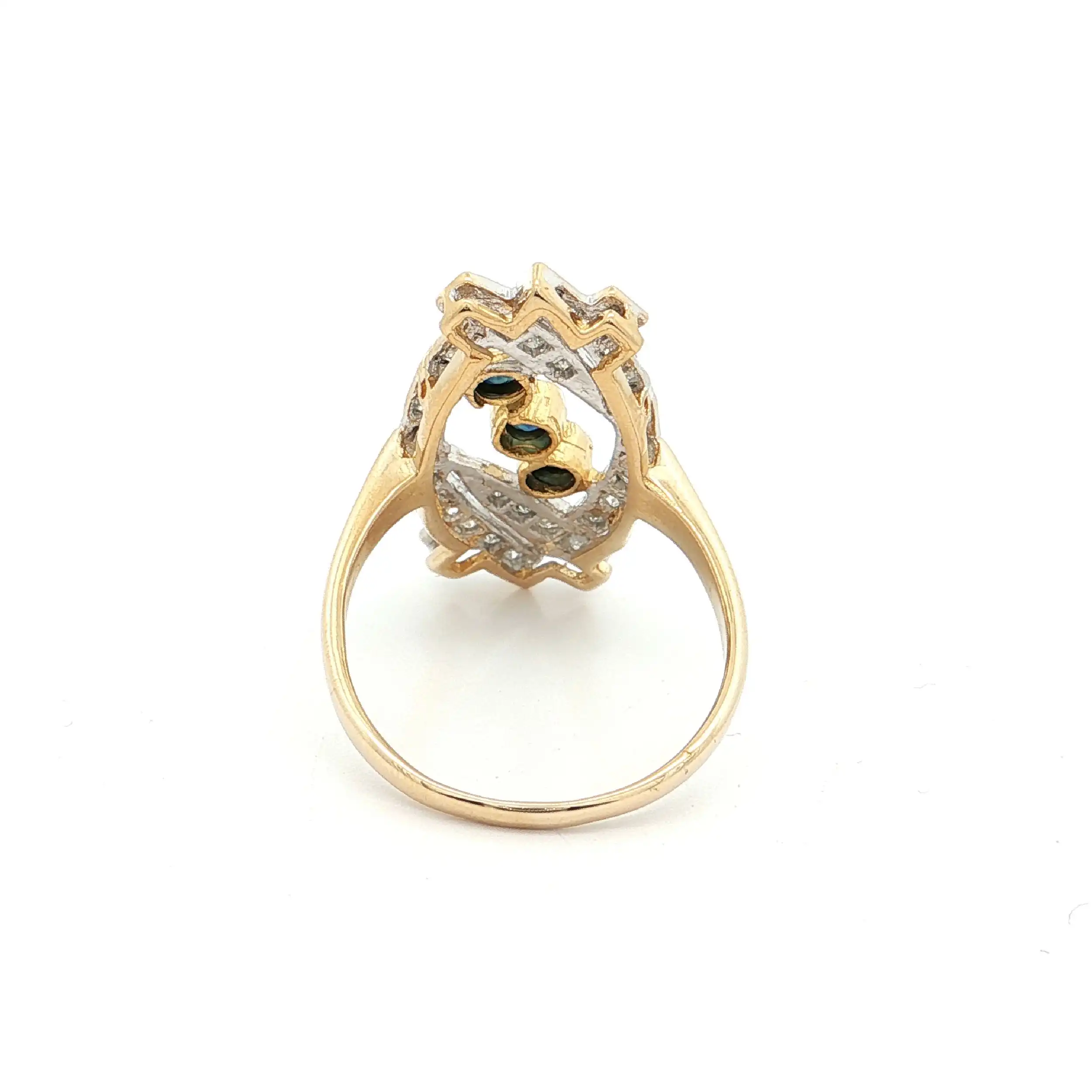 Ring Bicolor mit Diamanten und Saphir Ring Bicolor mit Diamanten und Saphir