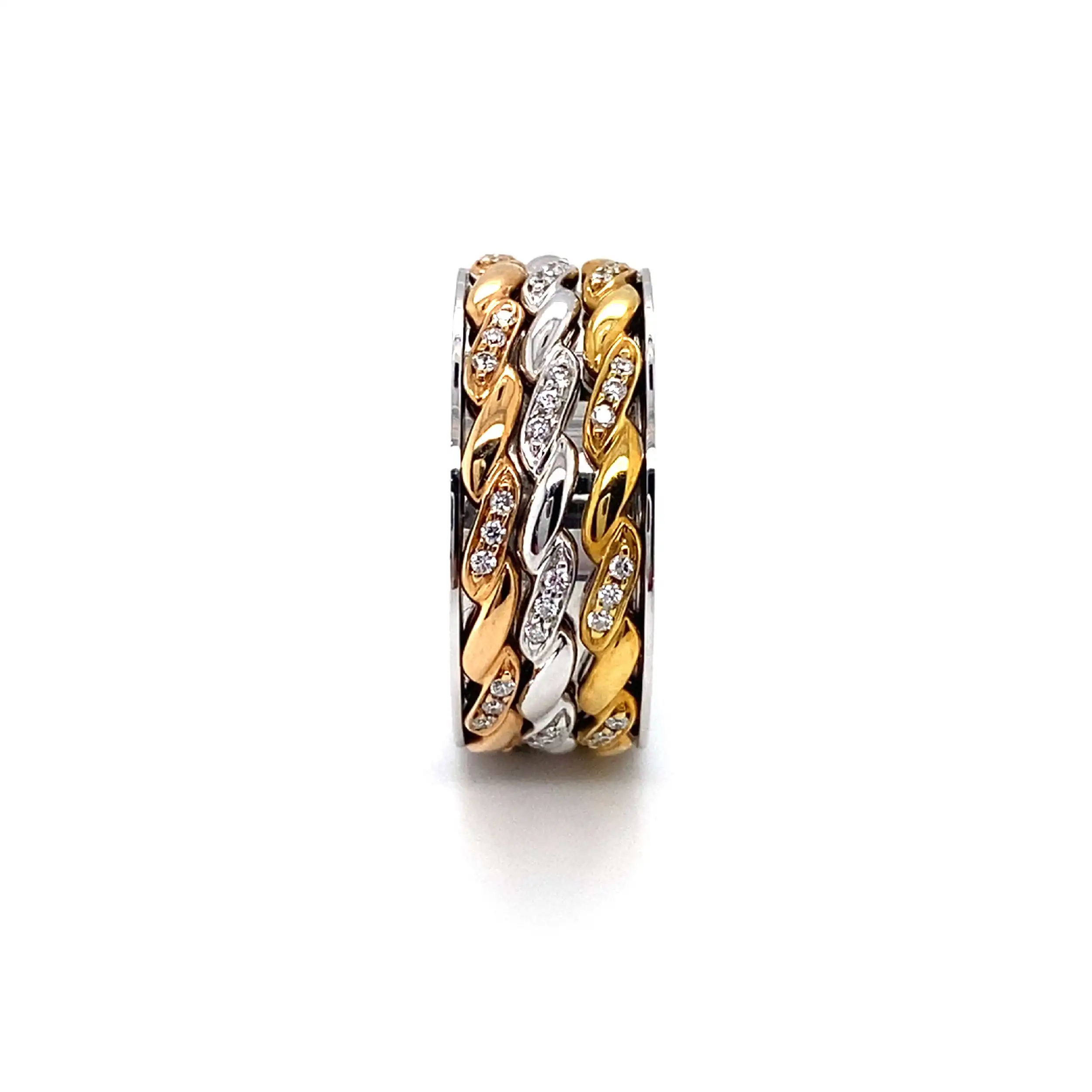 Rollring tricolor mit Brillanten