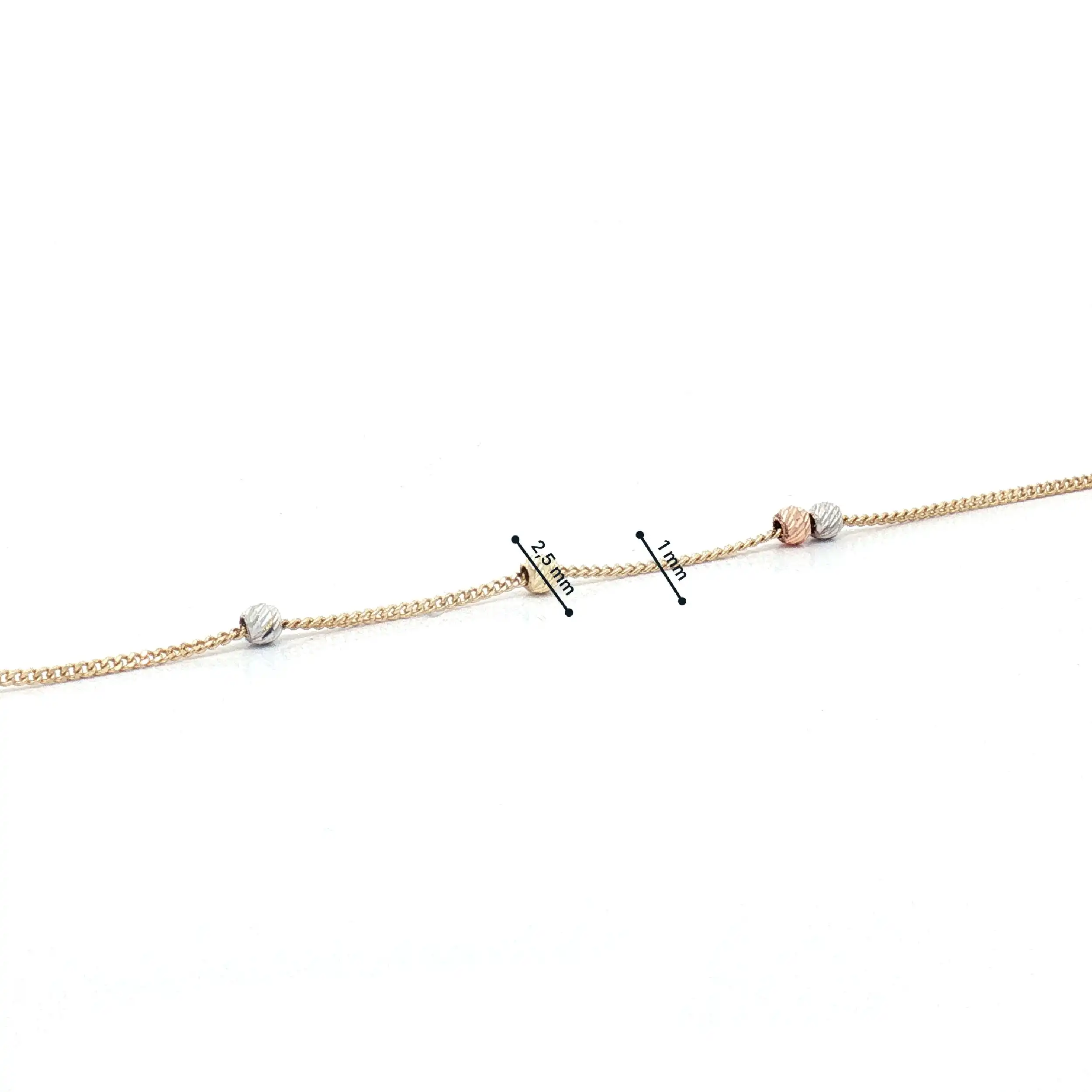 Panzerarmband Tricolor mit diamantierten Kugeln und Zirkonia Panzerarmband Tricolor mit diamantierten Kugeln und Zirkonia