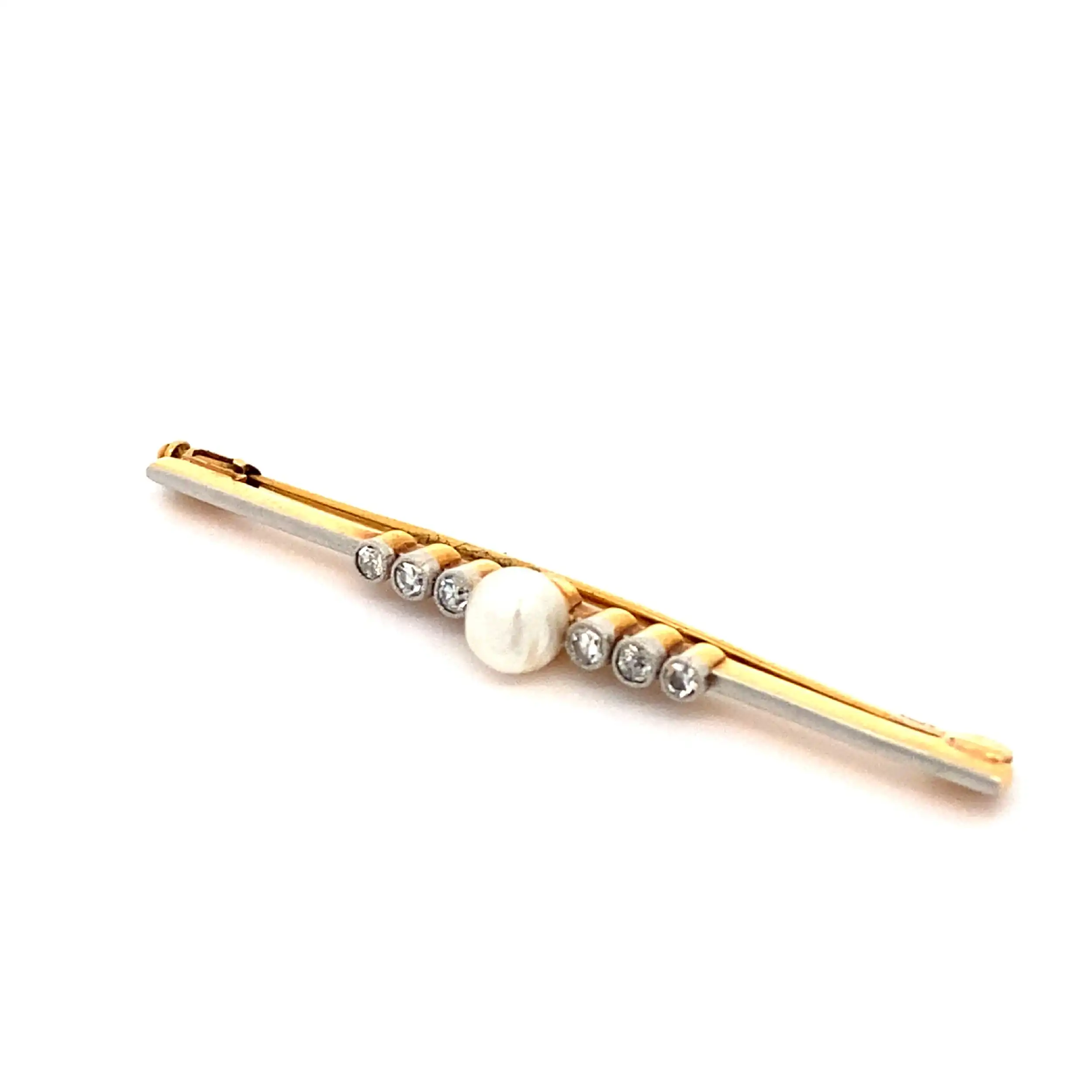 Brosche/ Nadel Bicolor mit Perle und Diamanten Brosche/ Nadel Bicolor mit Perle und Diamanten