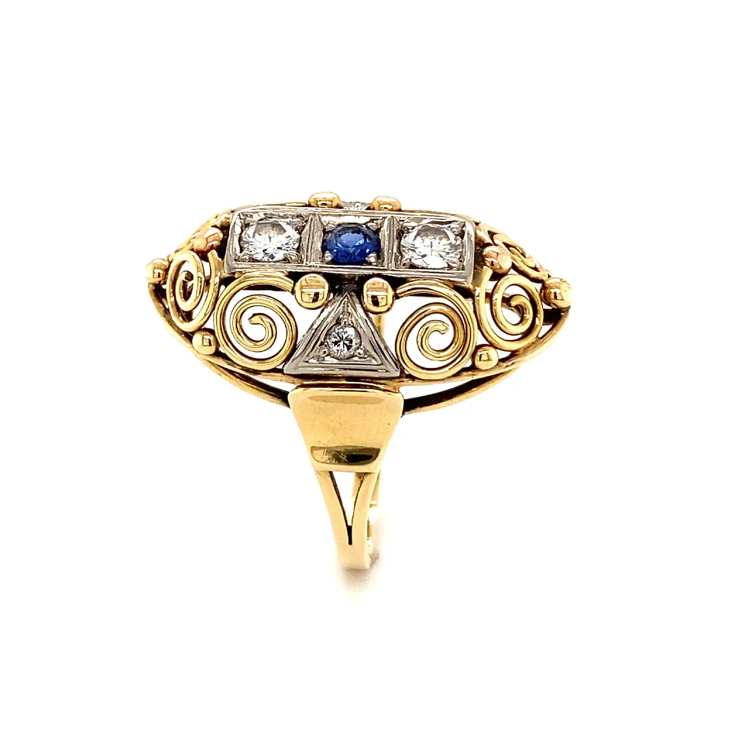 Ring Bicolor mit Saphir & Brillanten