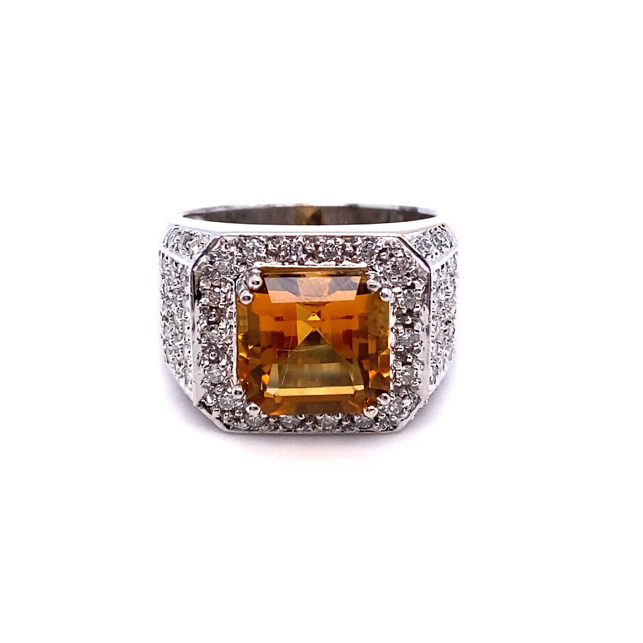 Herrenring mit Brillanten und Citrin Herrenring mit Brillanten und Citrin