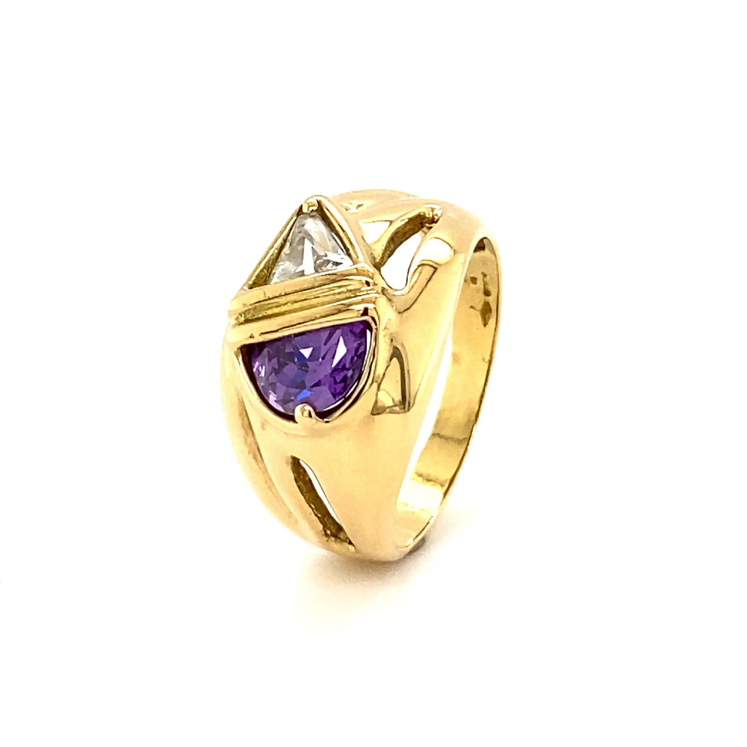 Ring Gelbgold mit Amethyst & Zirkonia Ring Gelbgold mit Amethyst & Zirkonia
