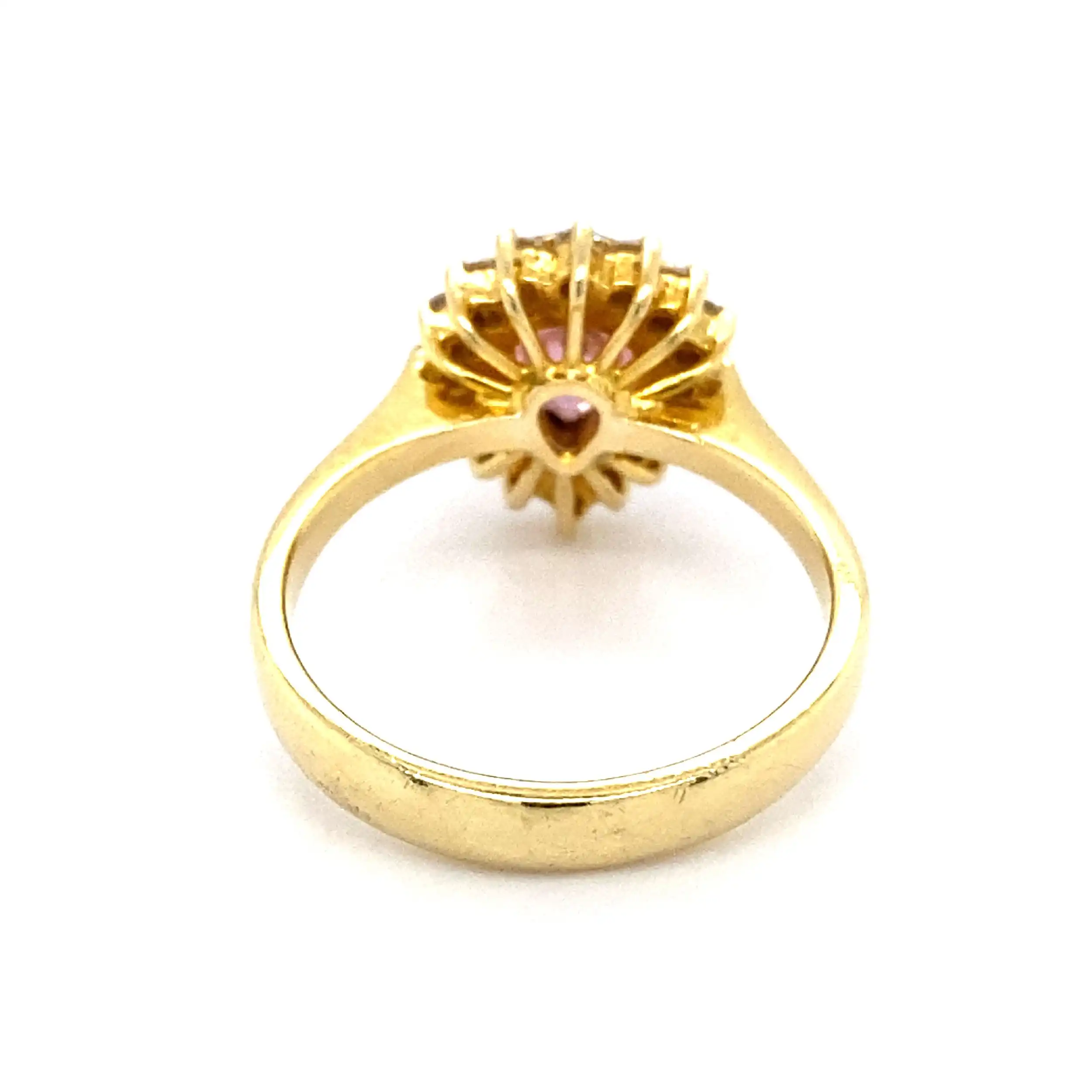 Ring Gelbgold mit rosa Farbstein in Tropfenform und Zirkonia Ring Gelbgold mit rosa Farbstein in Tropfenform und Zirkonia