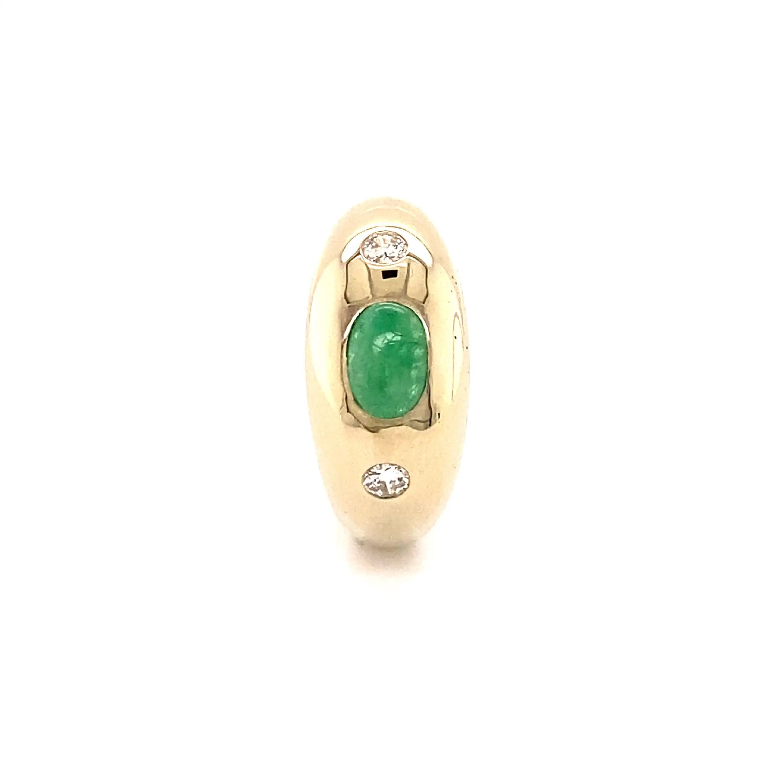 Ring Weißgold mit Smaragd Cabochon, graviert mit 0,64ct und Brillanten, graviert mit 0,13ct