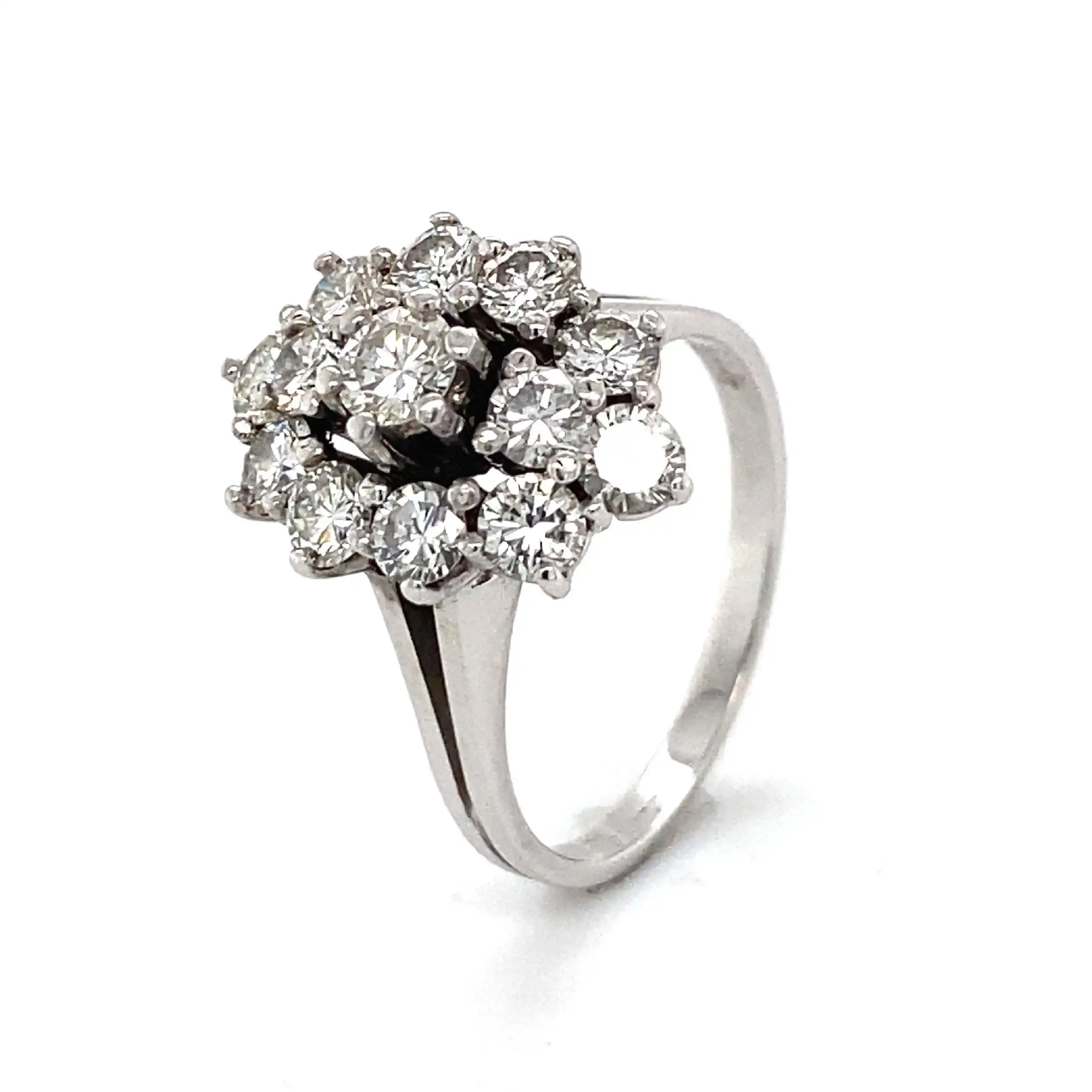 Ring Weißgold mit Brillanten, graviert mit 1,53 ct.