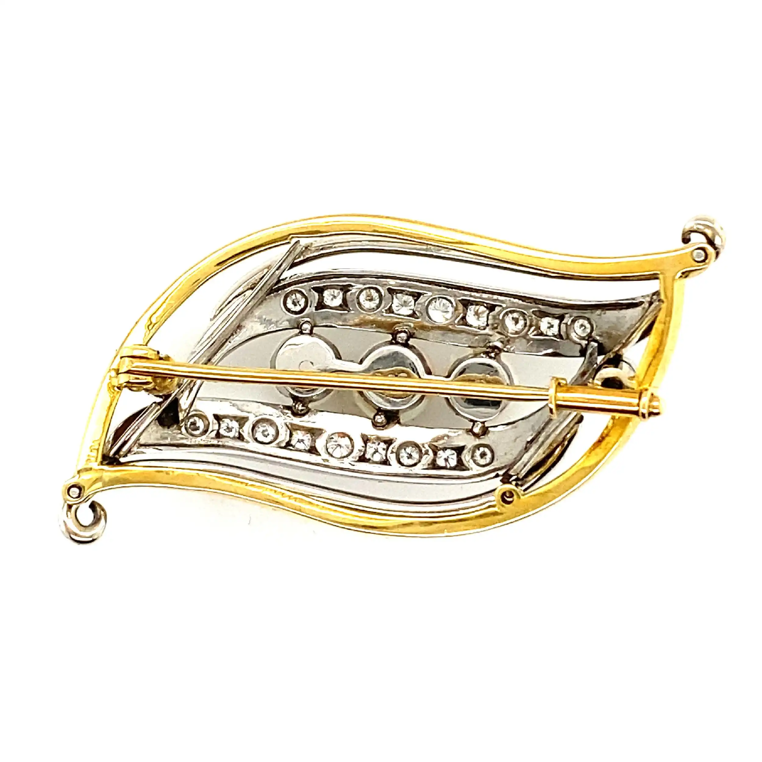 Brosche Bicolor mit Perlen, Brillanten & Diamanten