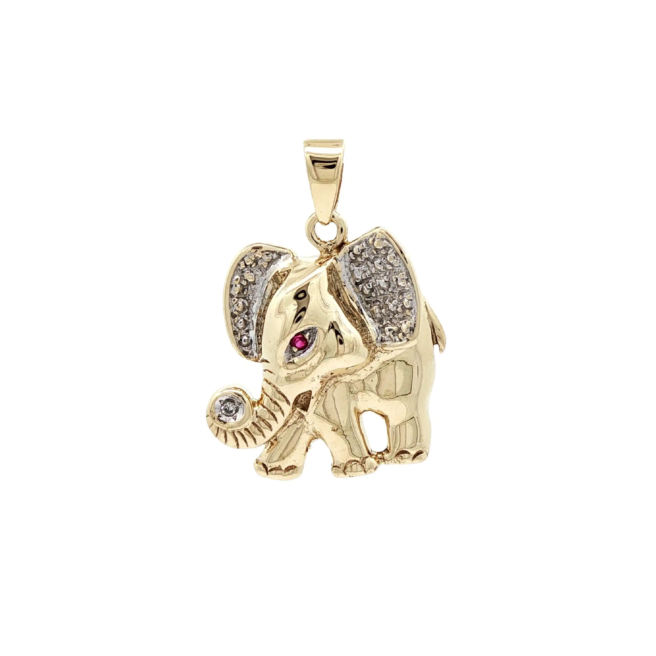Anhänger Elefant mit Farbstein und Diamant