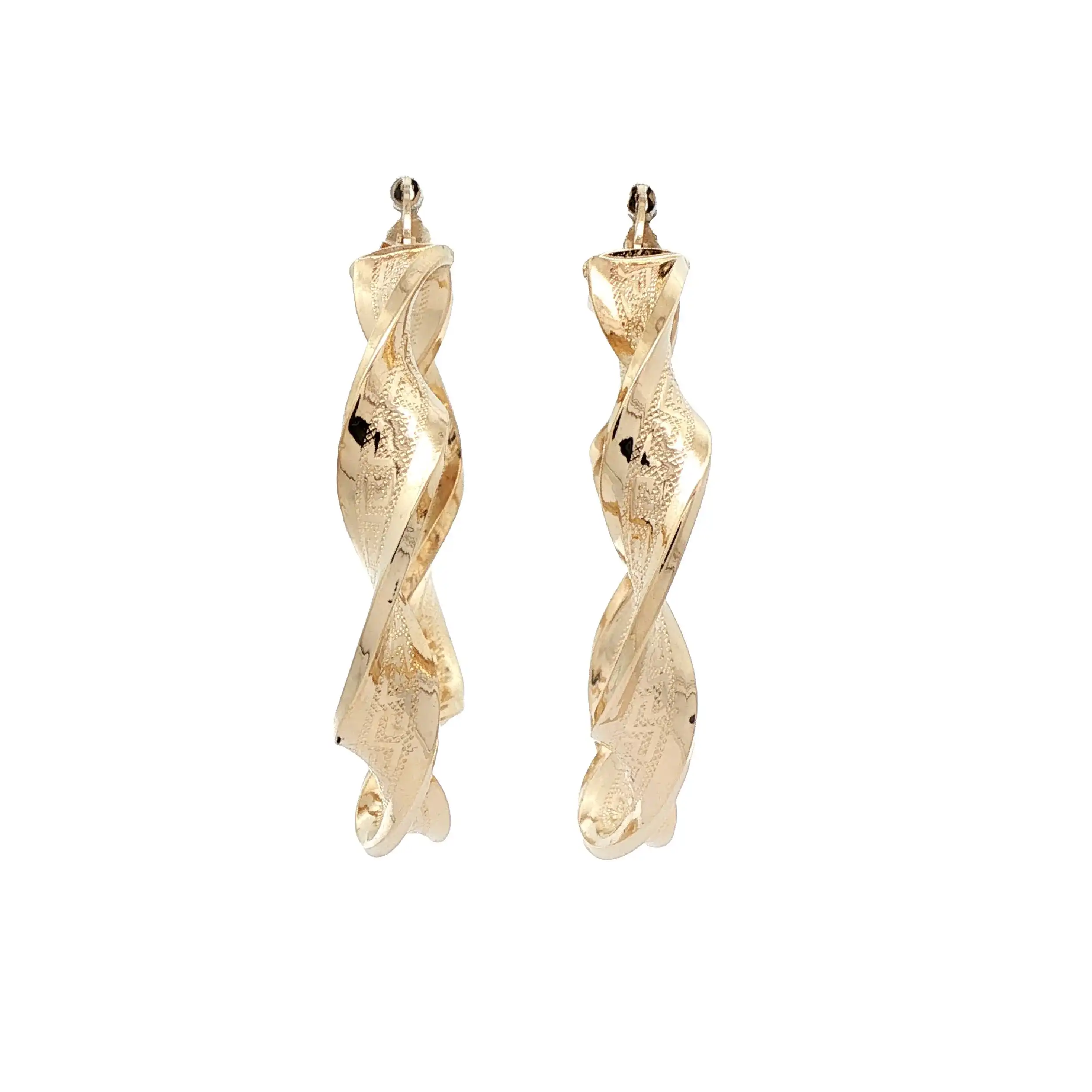 Creolen Gelbgold halbmassiv "Greca-Muster"