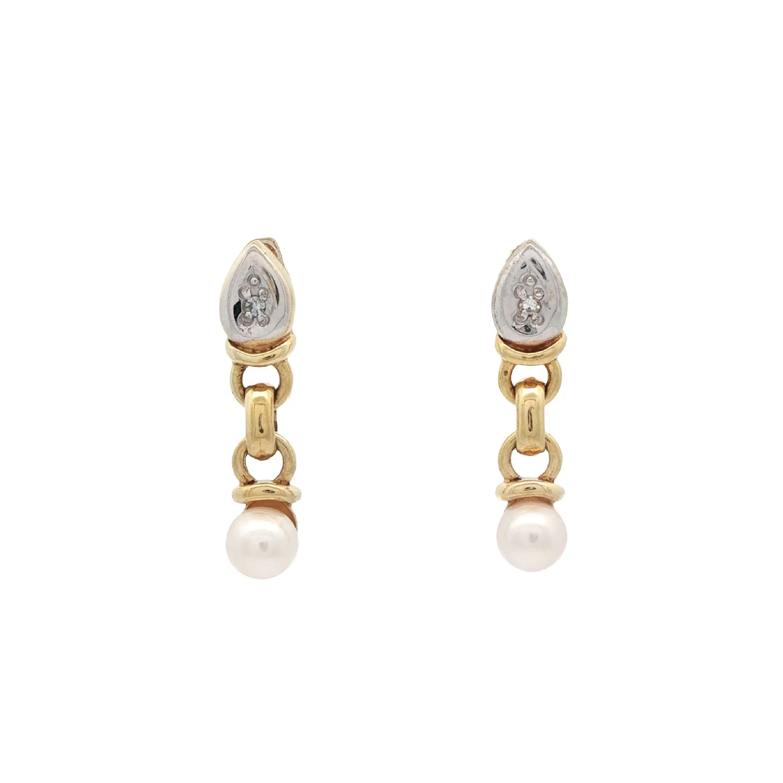 Ohrhänger Gelbgold mit Perlen und Diamanten