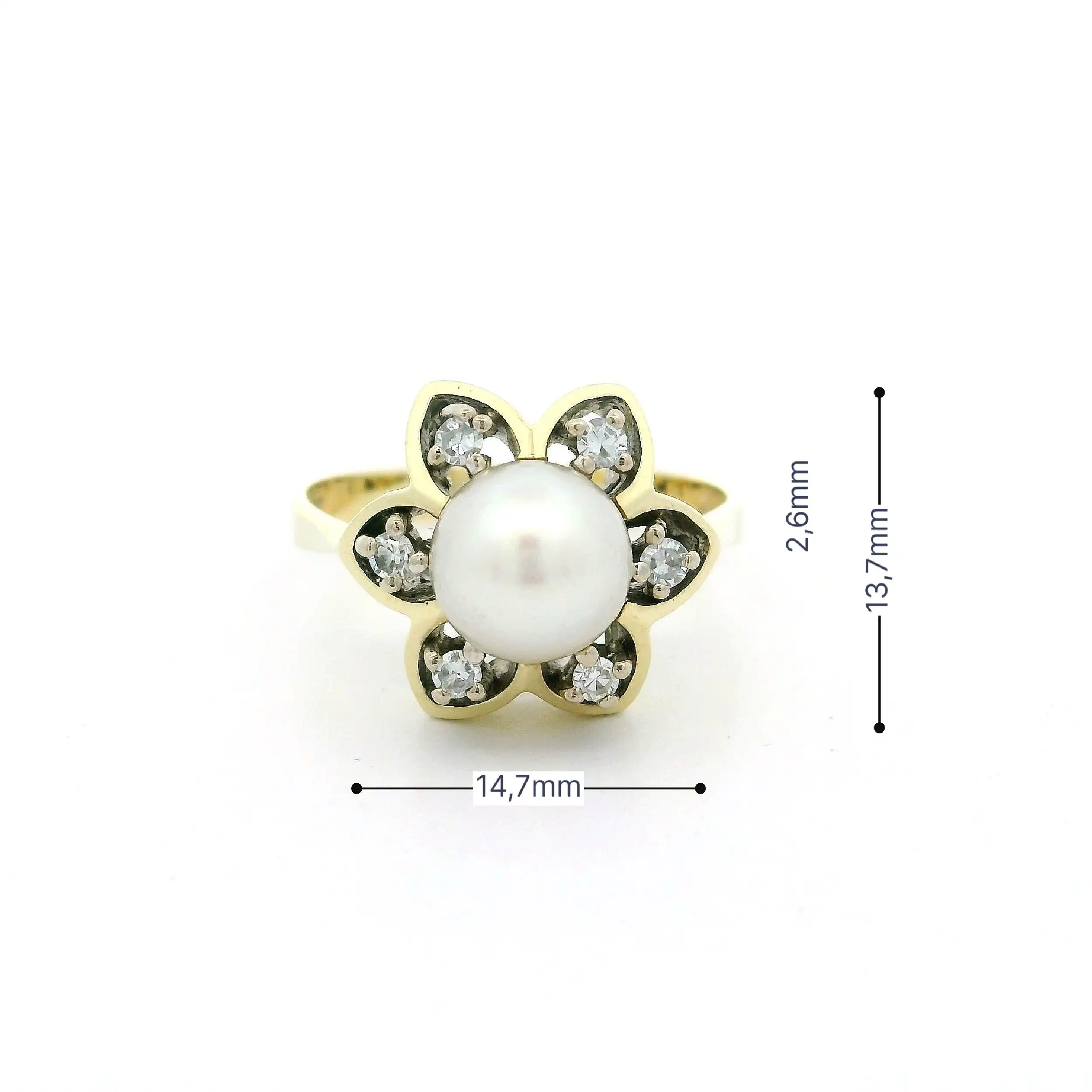 Ring Gelbgold mit Perle & Diamanten