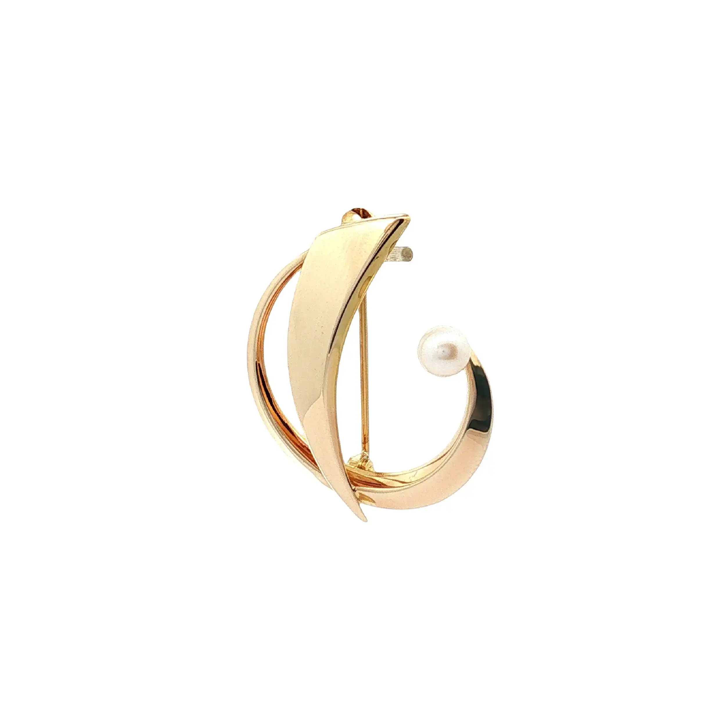 Brosche Gelbgold mit Perle Brosche Gelbgold mit Perle