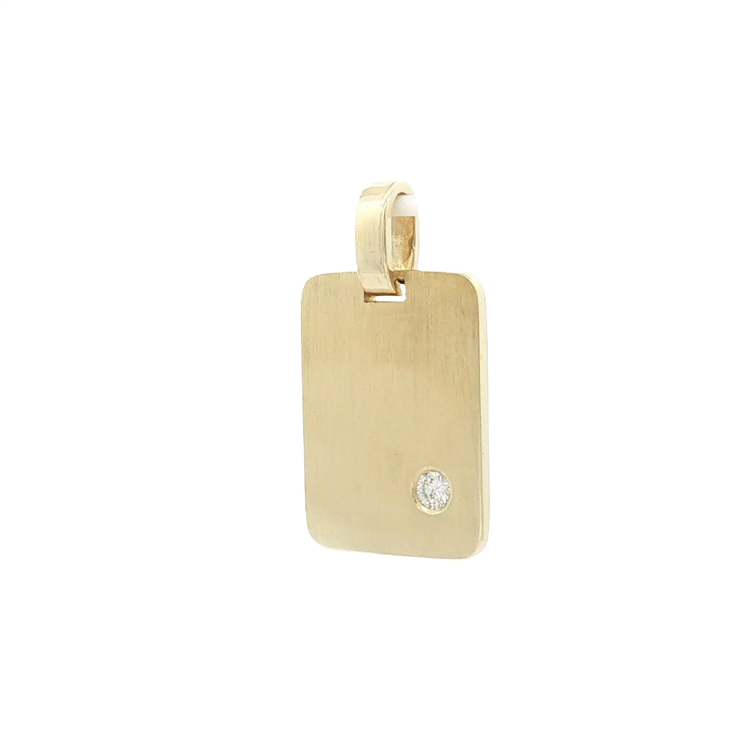 Anhänger Gelbgold Gravurplatte mit Brillant Anhänger Gelbgold Gravurplatte mit Brillant