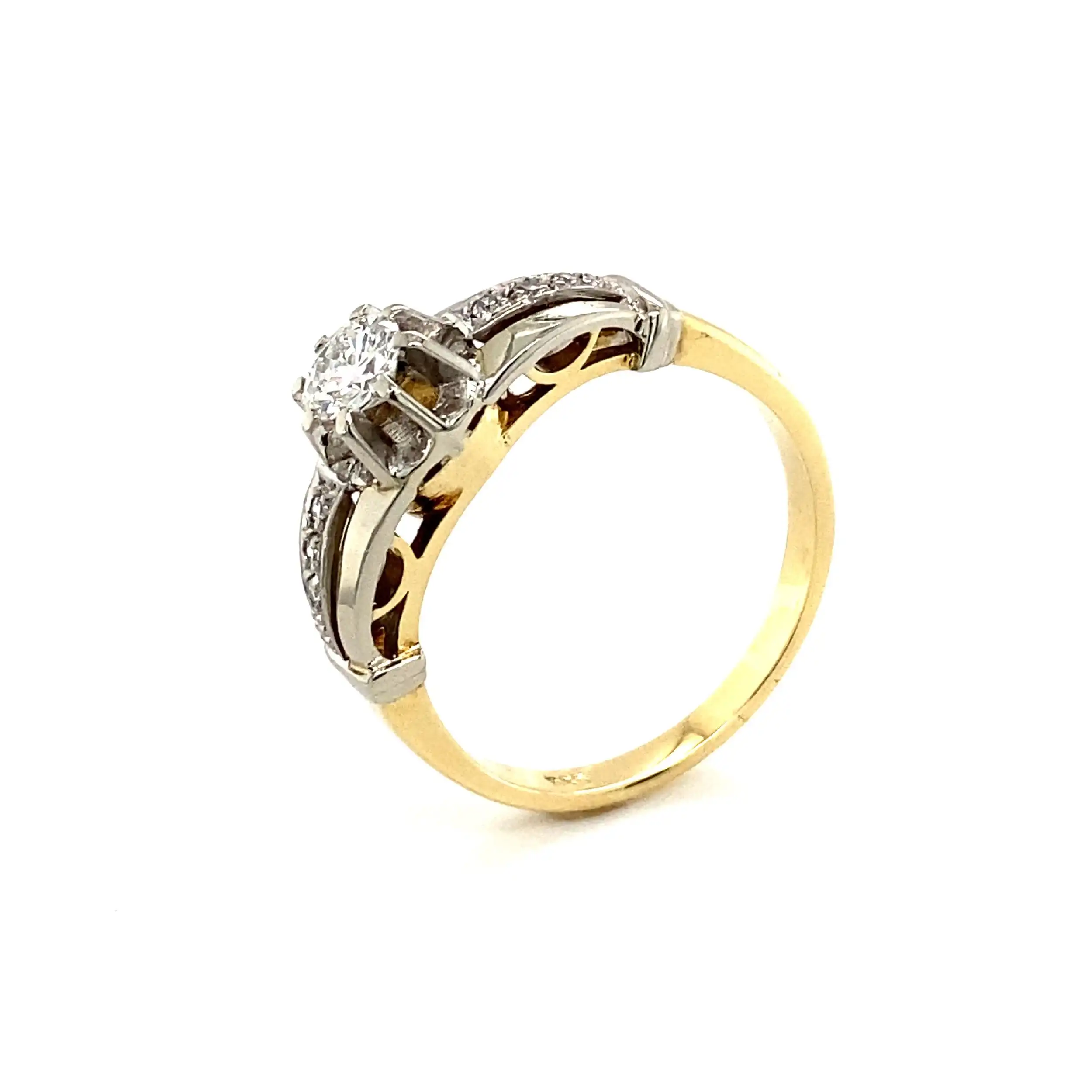 Ring Bicolor mit Brillant-Solitär & Diamanten