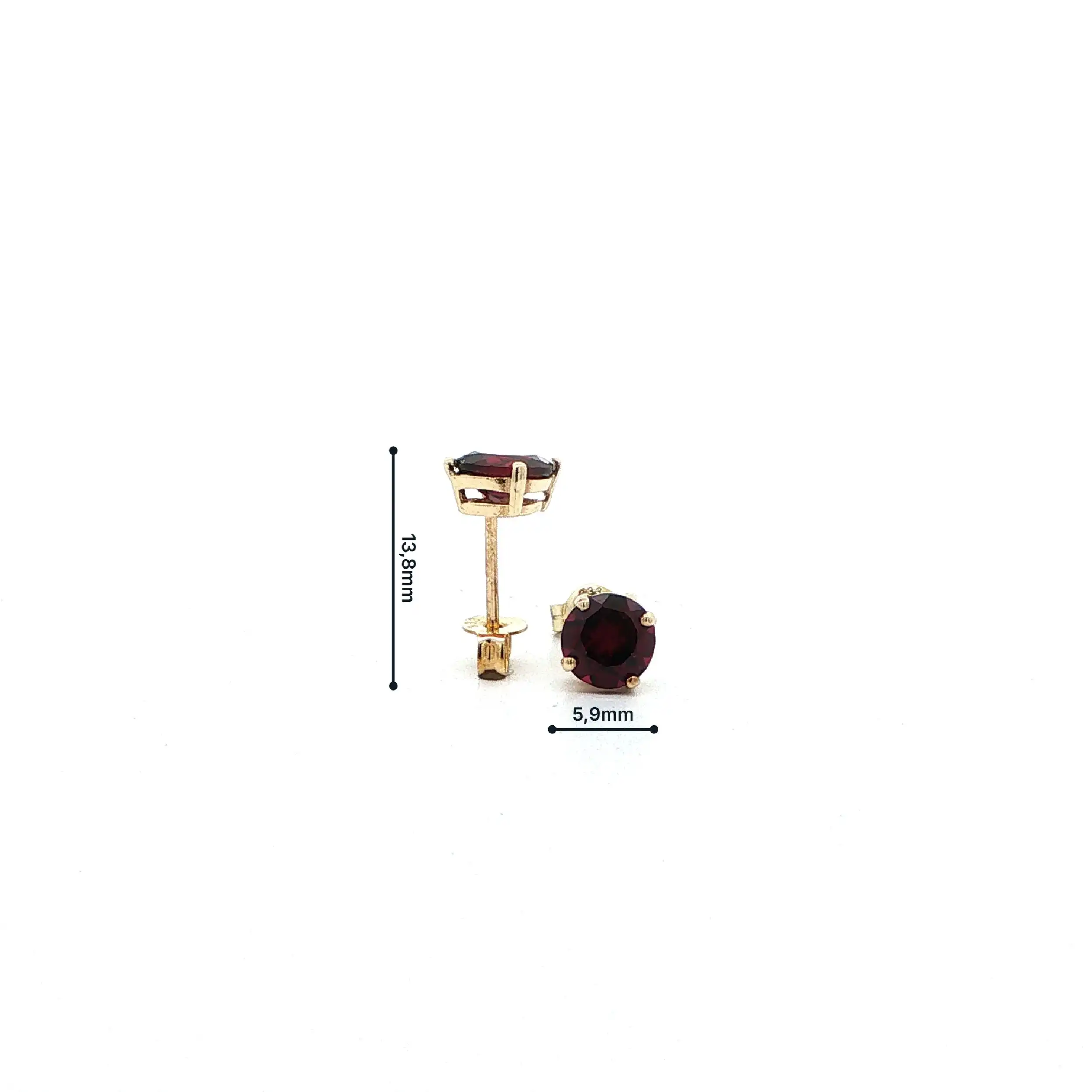 Ohrstecker Gelbgold mit roten Farbsteinen