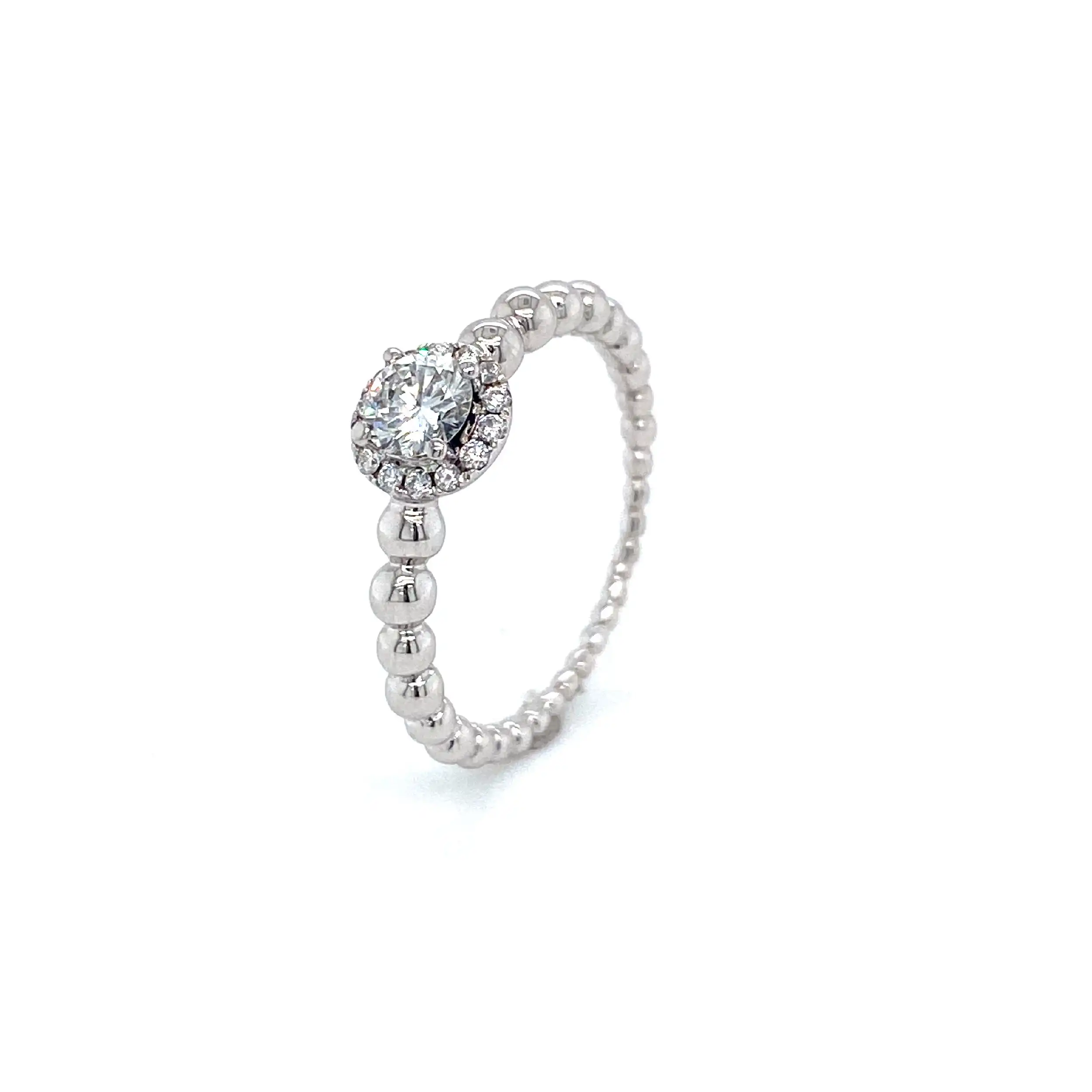 Ring Weißgold mit Solitär 0,35ct und 14 Brillanten zus. 0,11ct TW/Si Ring Weißgold mit Solitär 0,35ct und 14 Brillanten zus. 0,11ct TW/Si