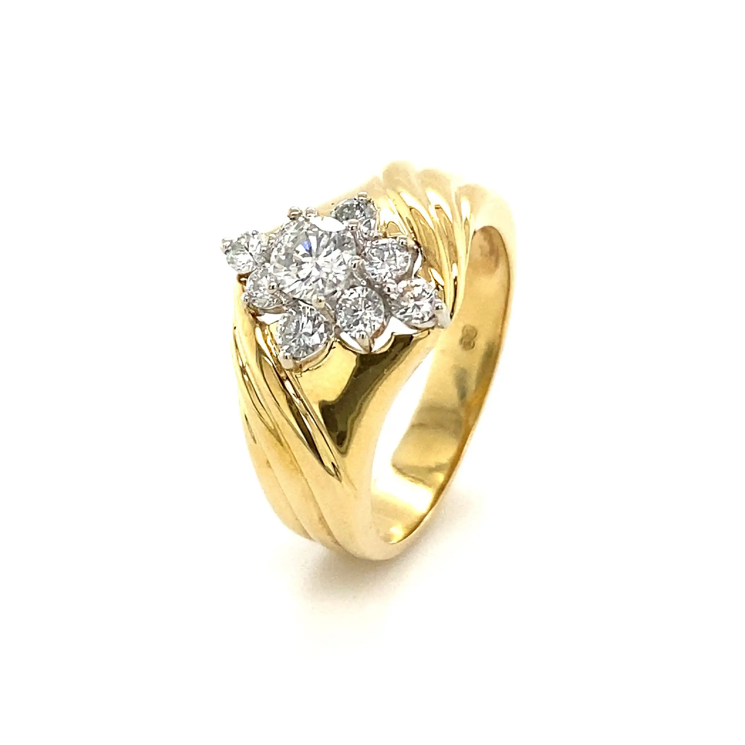 Ring Bicolor mit Brillant-Solitär & Melée-Besatz