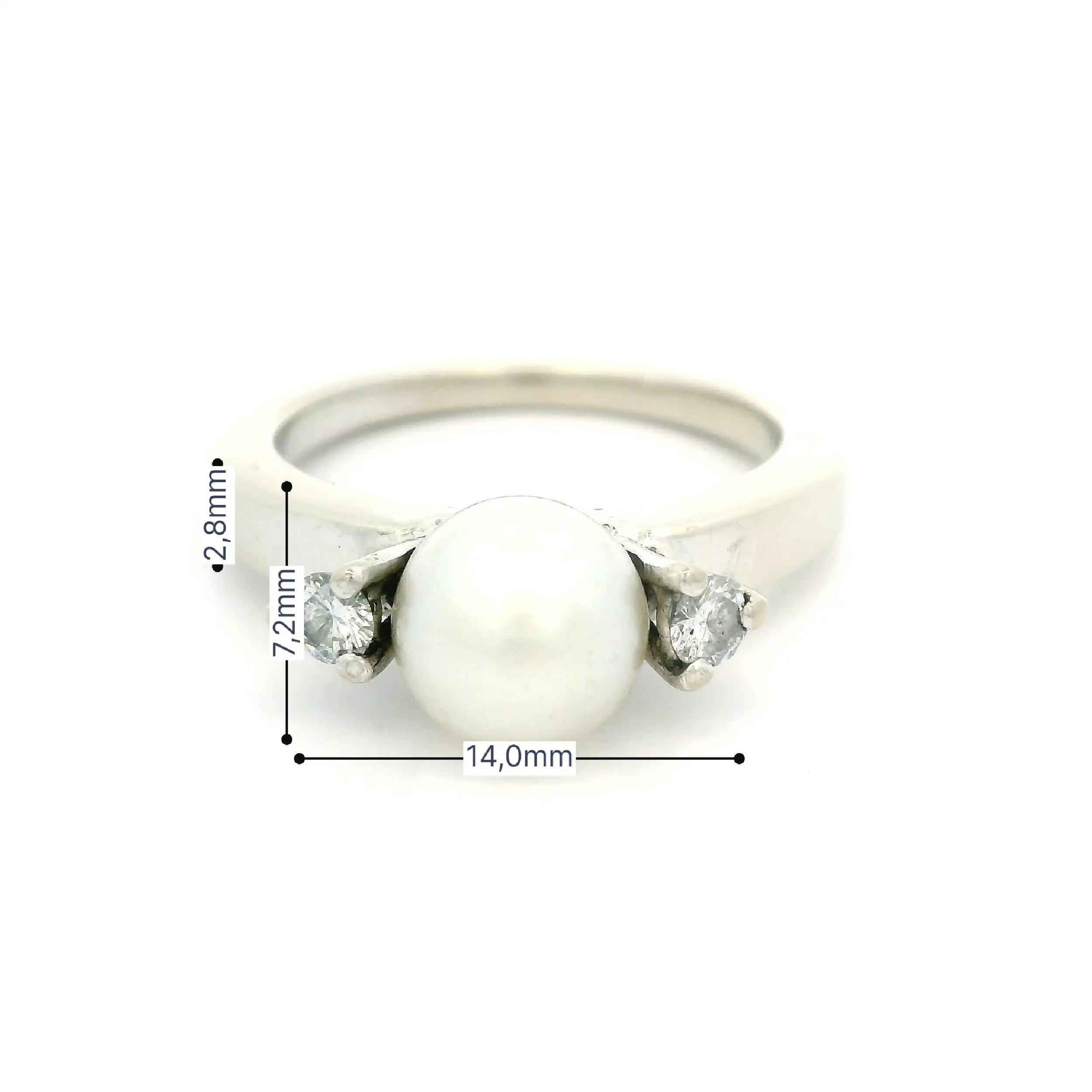 Ring Weißgold mit Perle und Brillanten Ring Weißgold mit Perle und Brillanten
