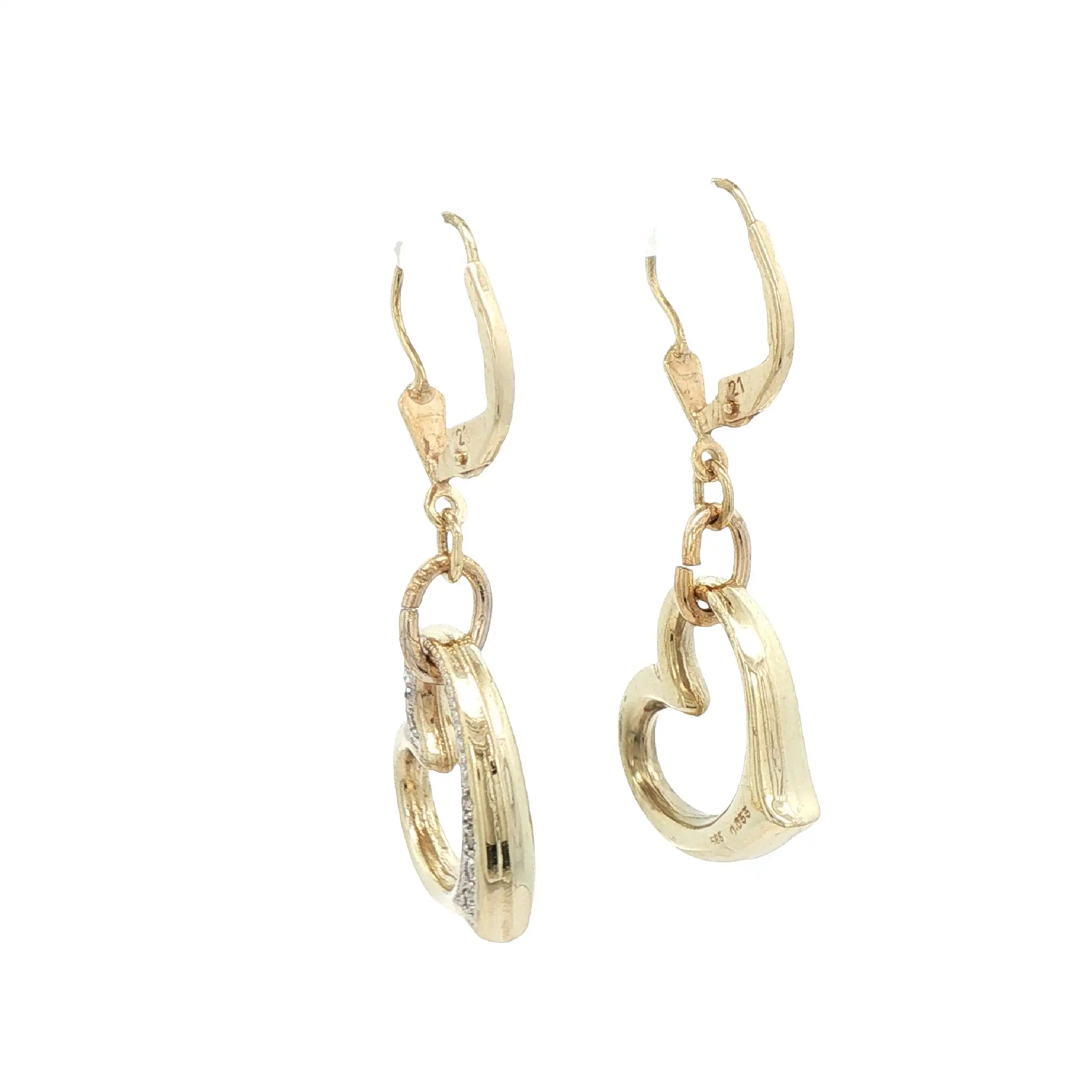 Ohrhänger Gelbgold Herzchen mit Diamanten Ohrhänger Gelbgold Herzchen mit Diamanten