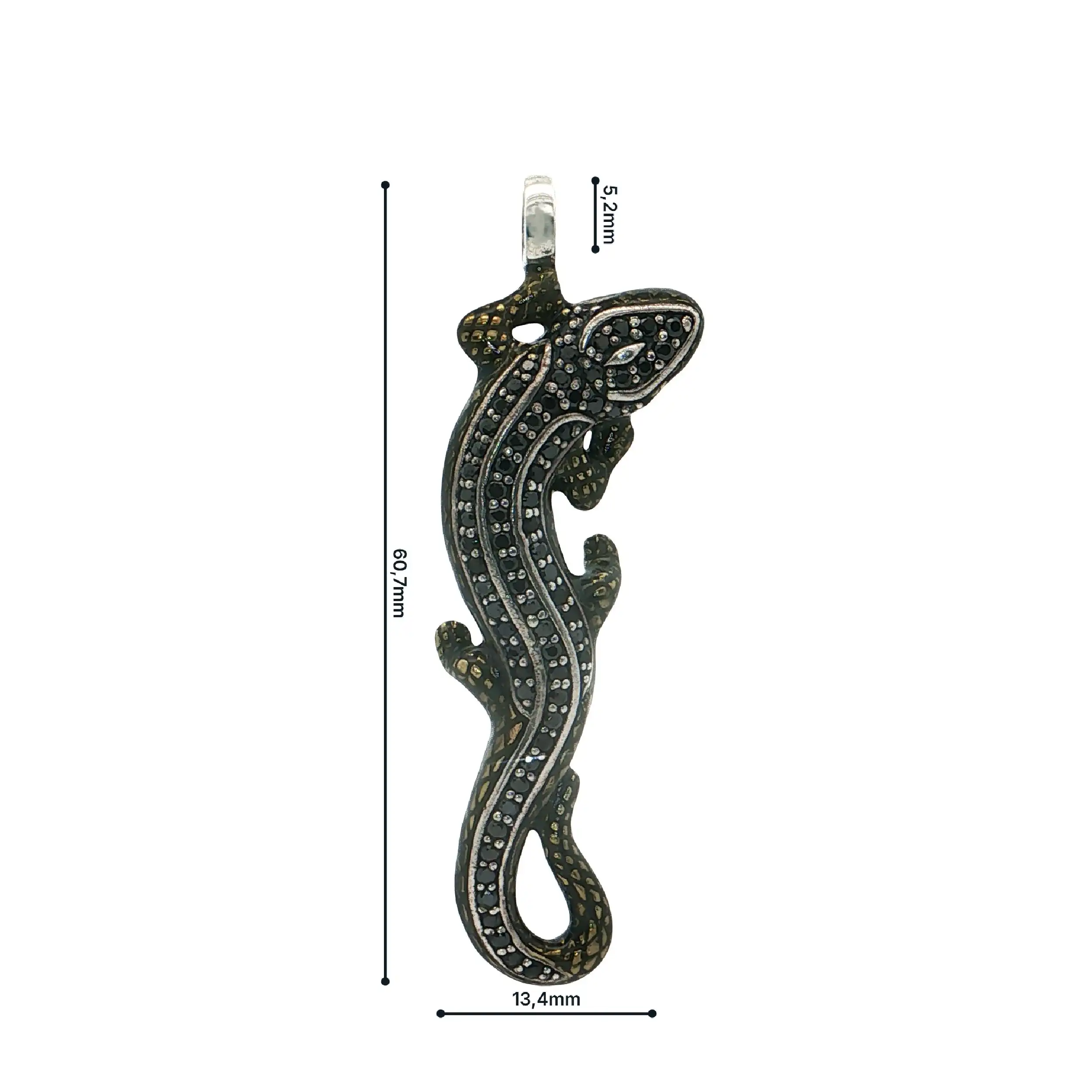 Anhänger Silber "Salamander" mit schwarzen Farbsteinen Anhänger Silber "Salamander" mit schwarzen Farbsteinen