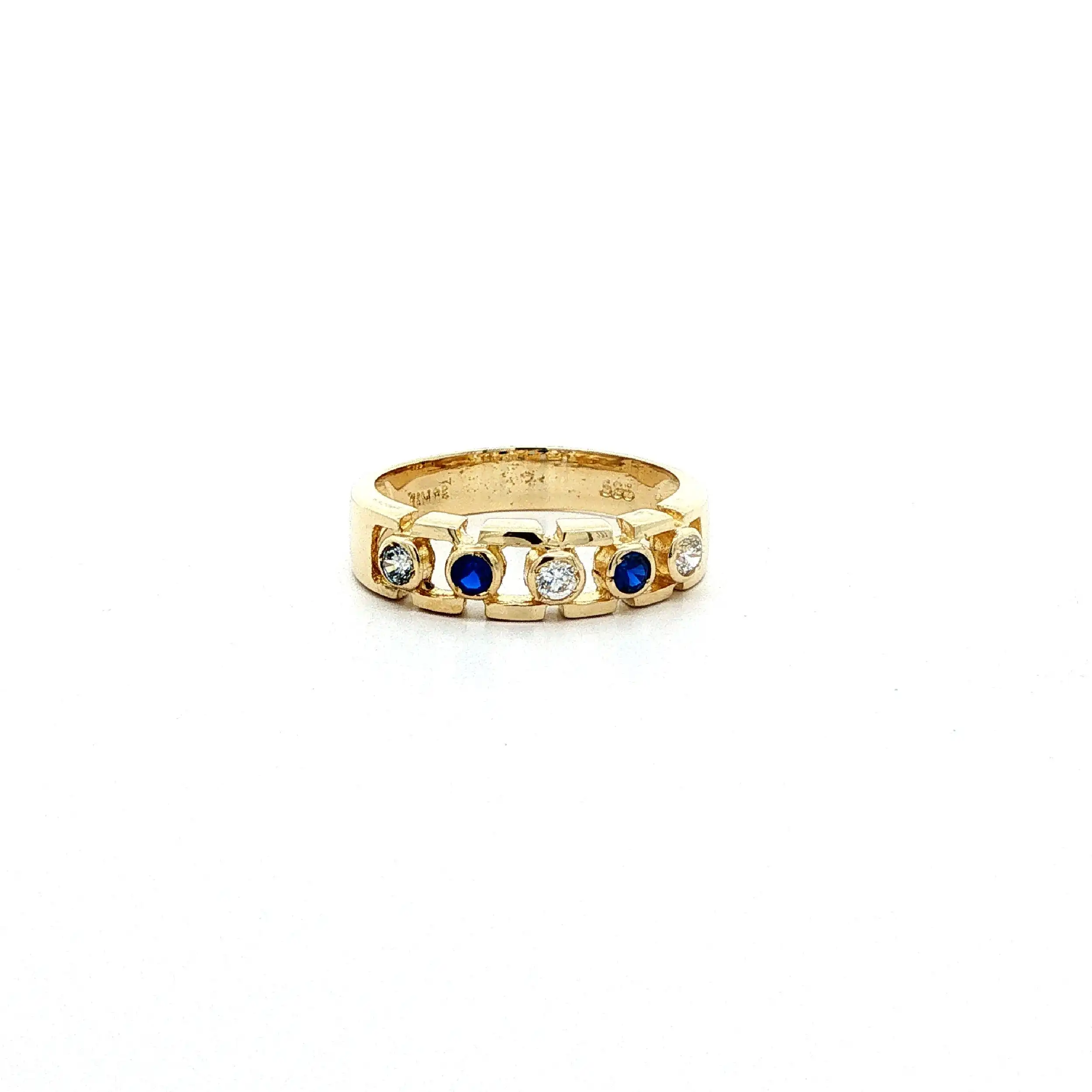Ring Gelbgold mit blauen Farbsteinen & Zirkonia