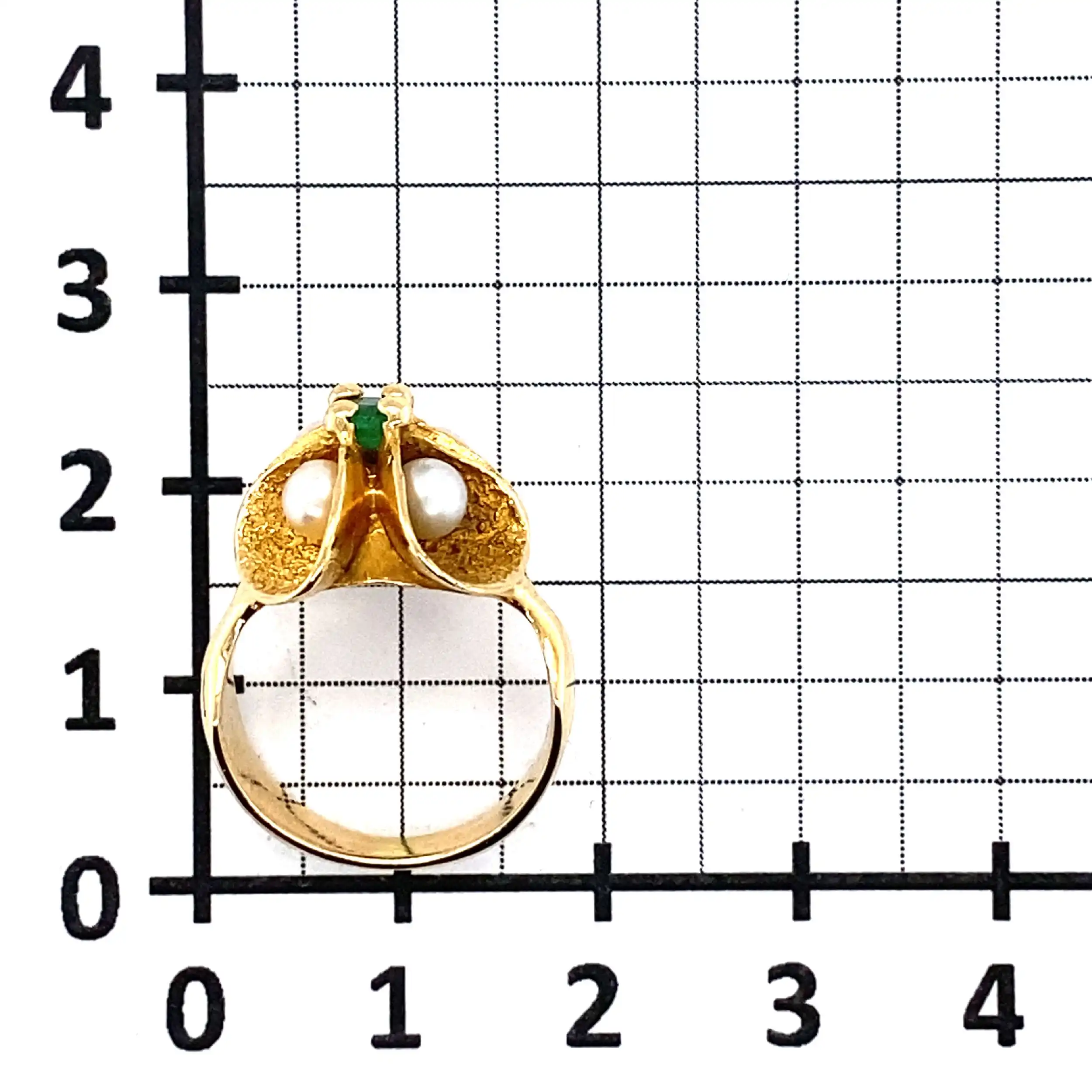 Ring Gelbgold mit Perlen & grünem Farbstein