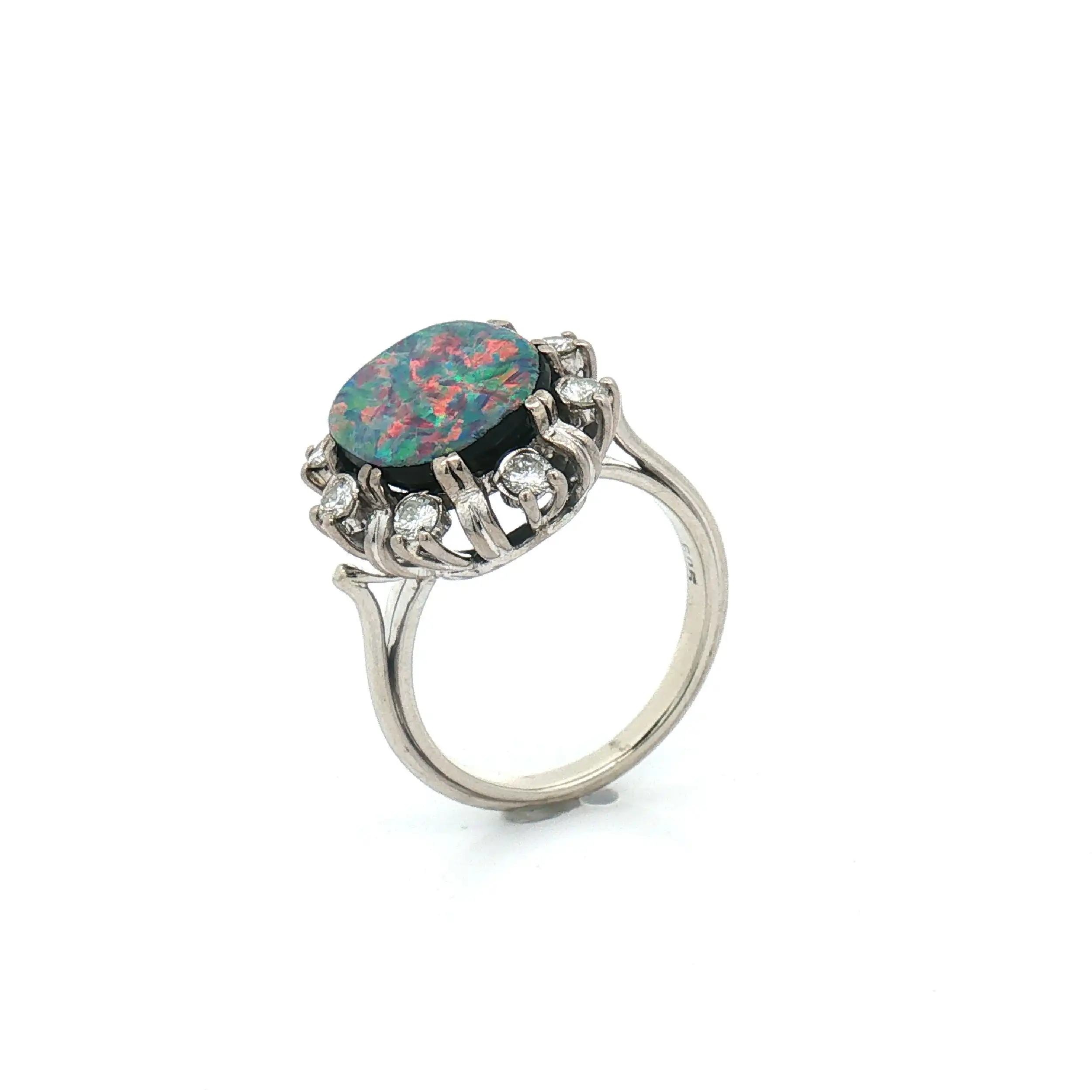 Ring Weißgold mit Opal Doublette und Brillanten