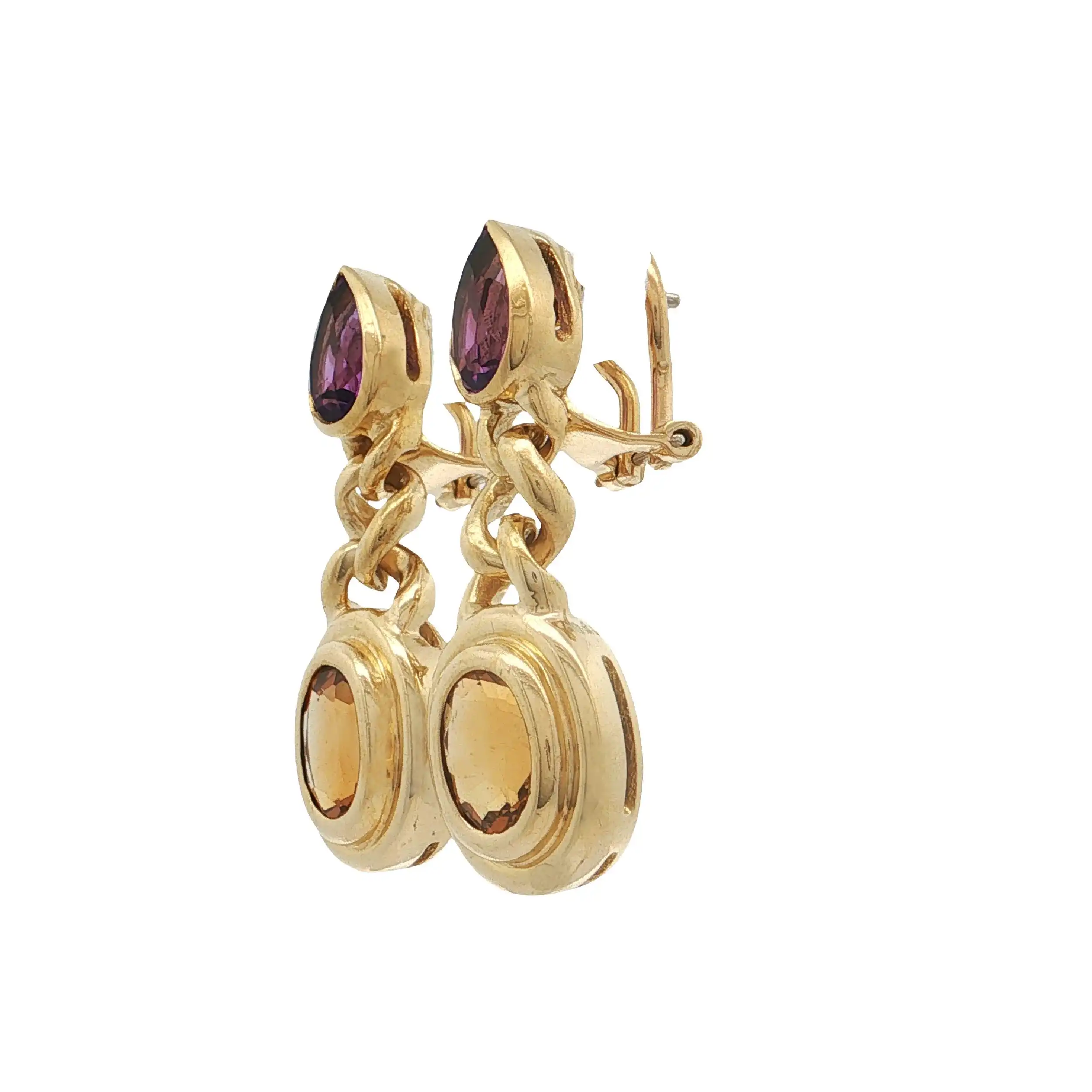 Ohrhänger Gelbgold mit Citrin und Amethyst Ohrhänger Gelbgold mit Citrin und Amethyst