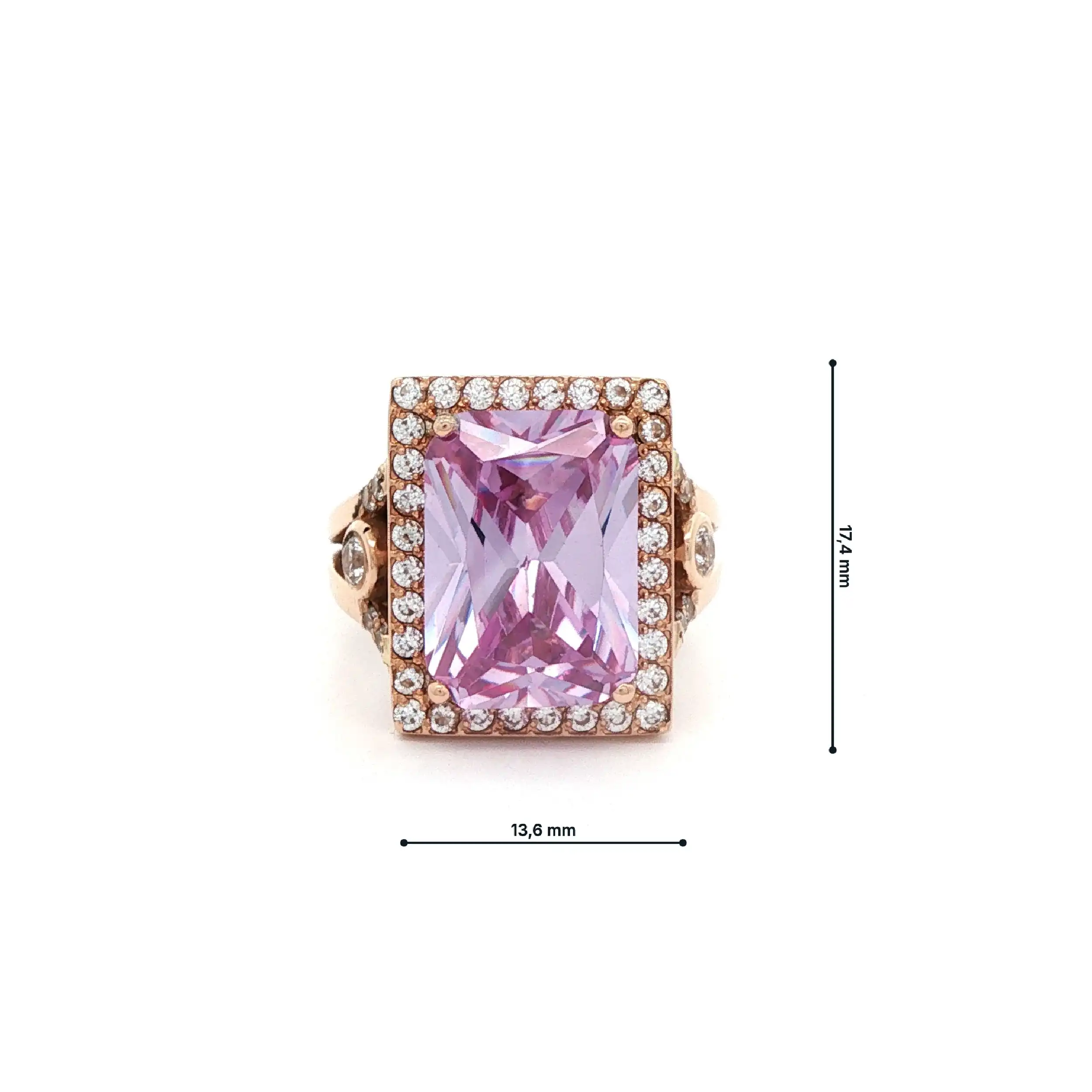 Ring Rotgold mit helllila Farbstein und Zirkonia Ring Rotgold mit helllila Farbstein und Zirkonia