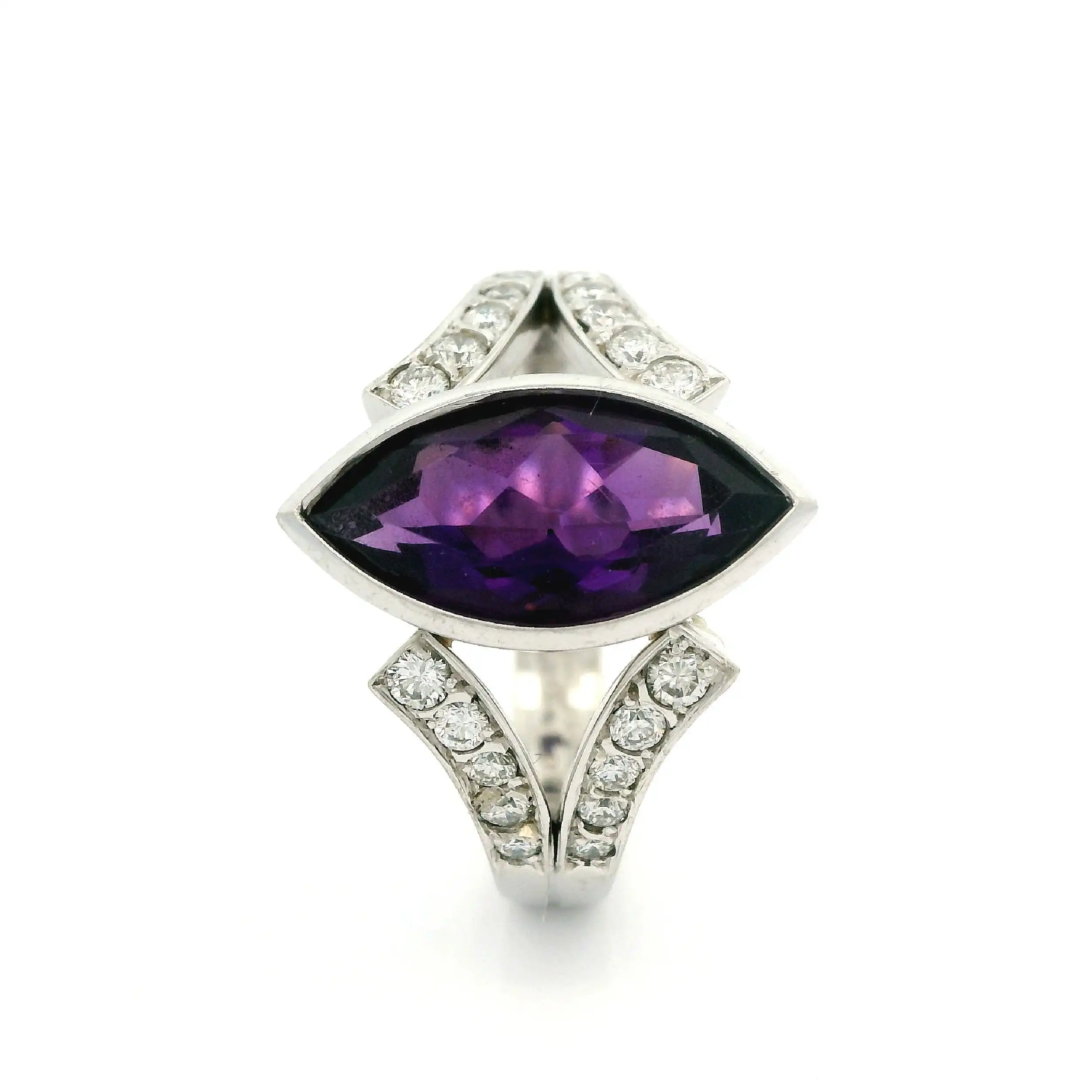 Ring Weißgold mit Brillanten und Amethyst