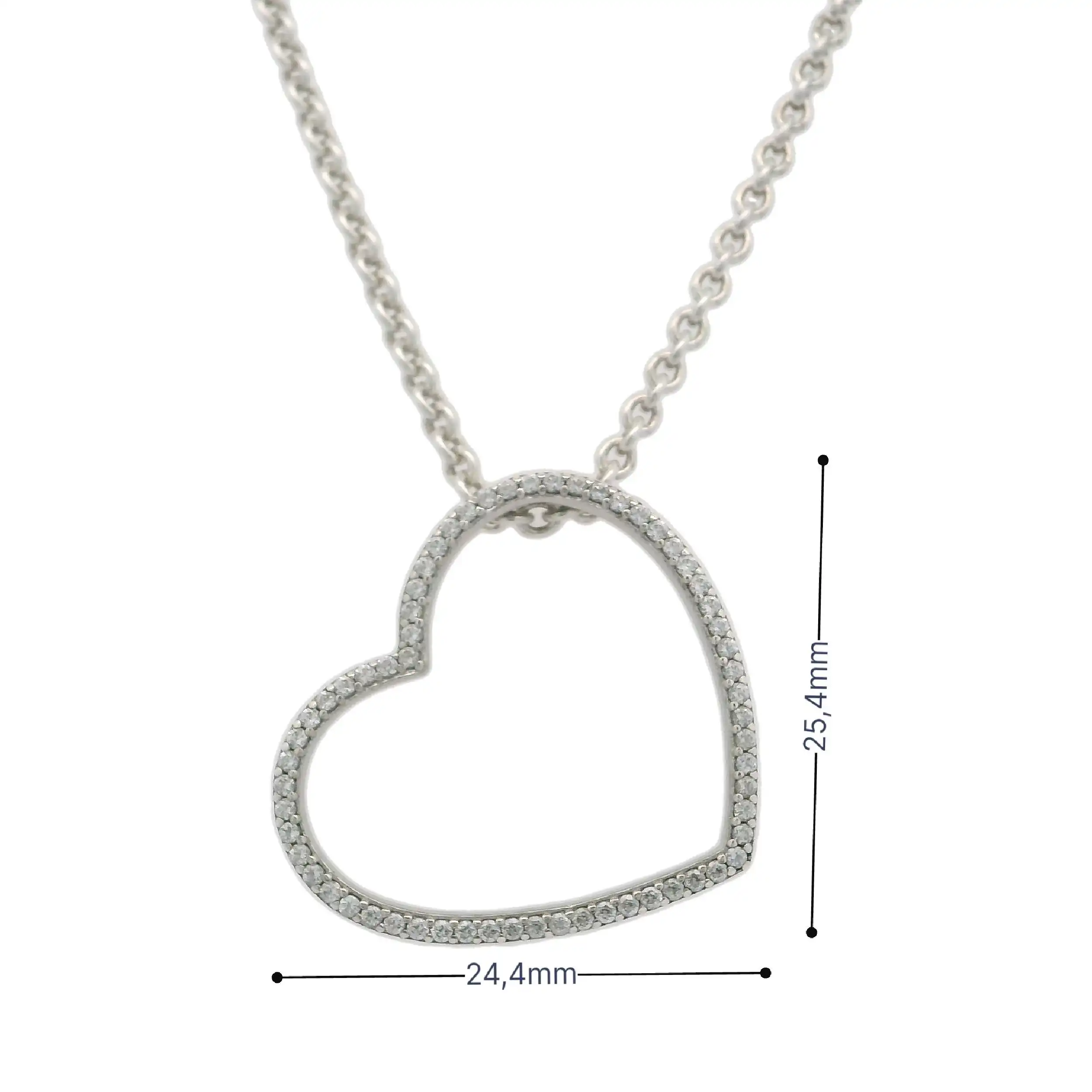 Ankerkette Silber mit Anhänger Herz & Zirkonia