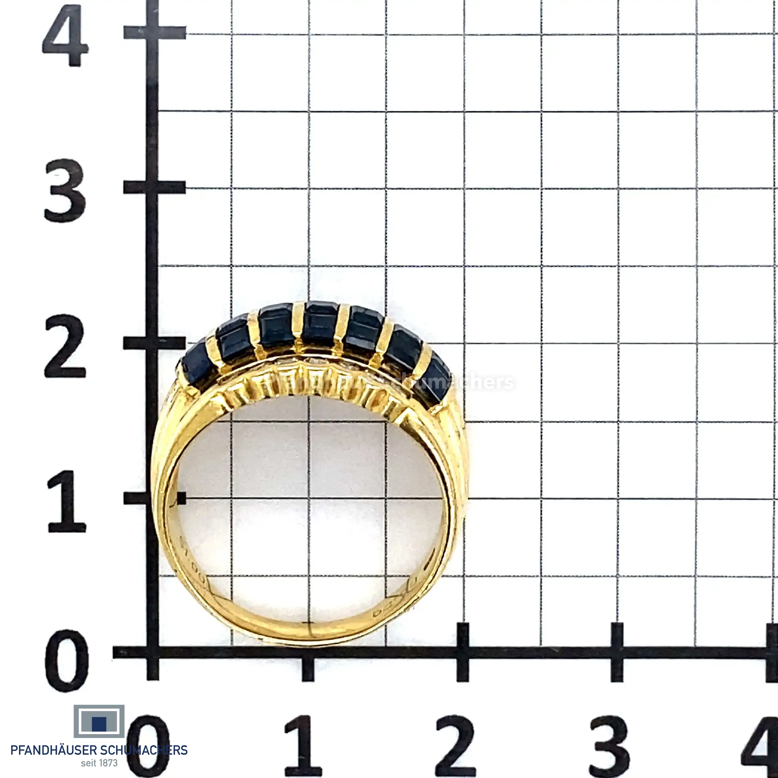 Ring Gelbgold mit Saphiren und Brillanten, graviert mit 0,29ct