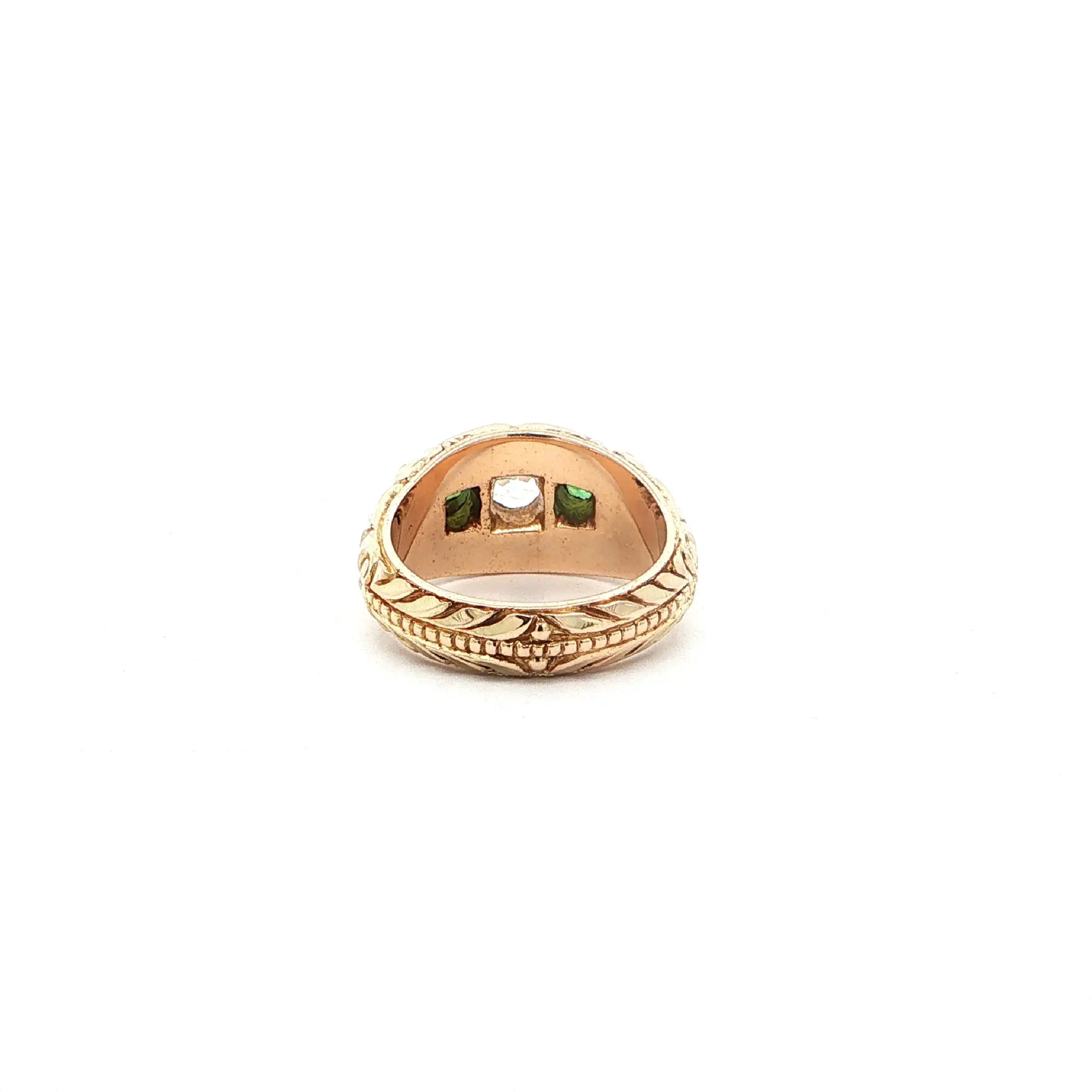Ring Gelbgold mit grünen Farbsteinen & Zirkonia Ring Gelbgold mit grünen Farbsteinen & Zirkonia
