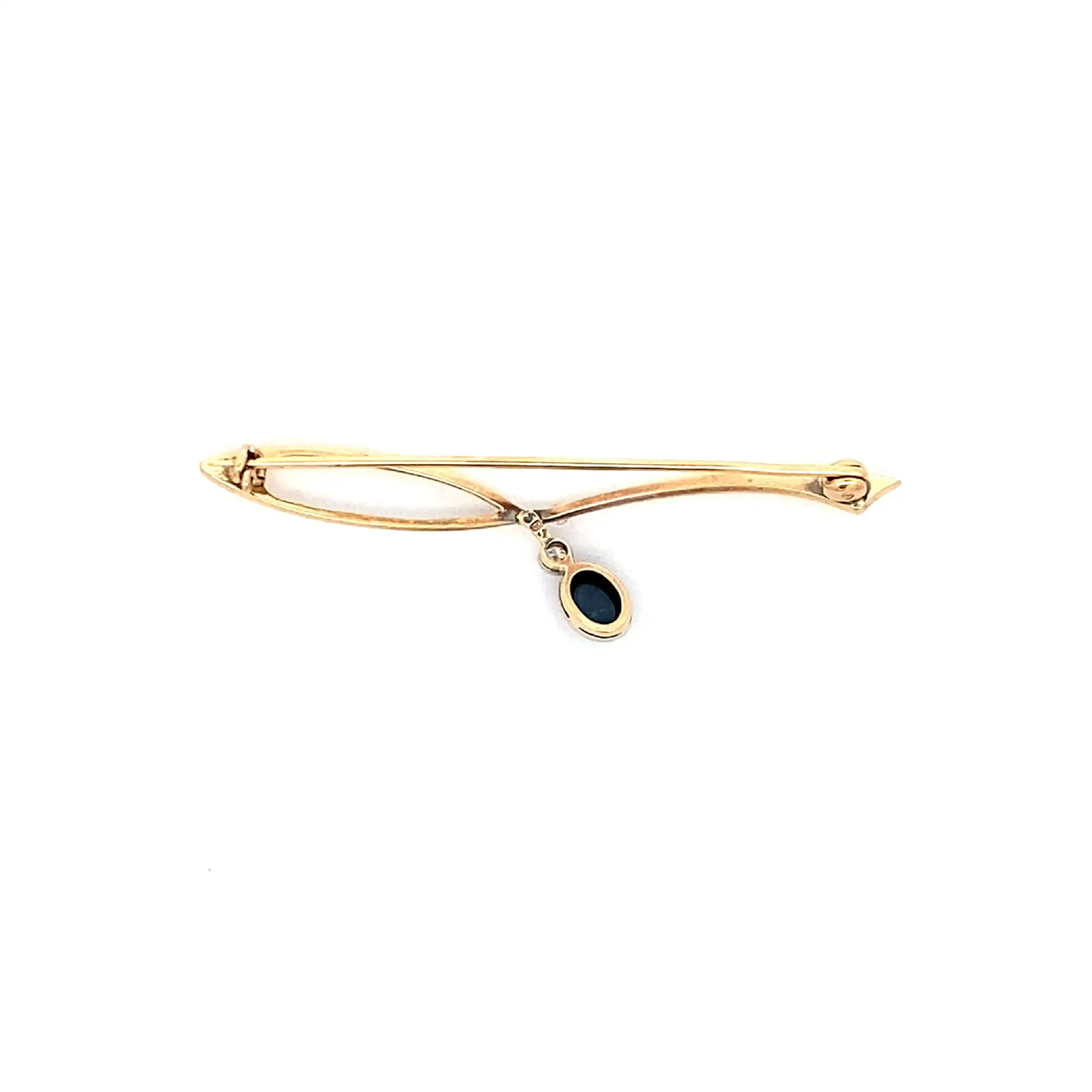 Brosche Bicolor mit Saphir und Brillant