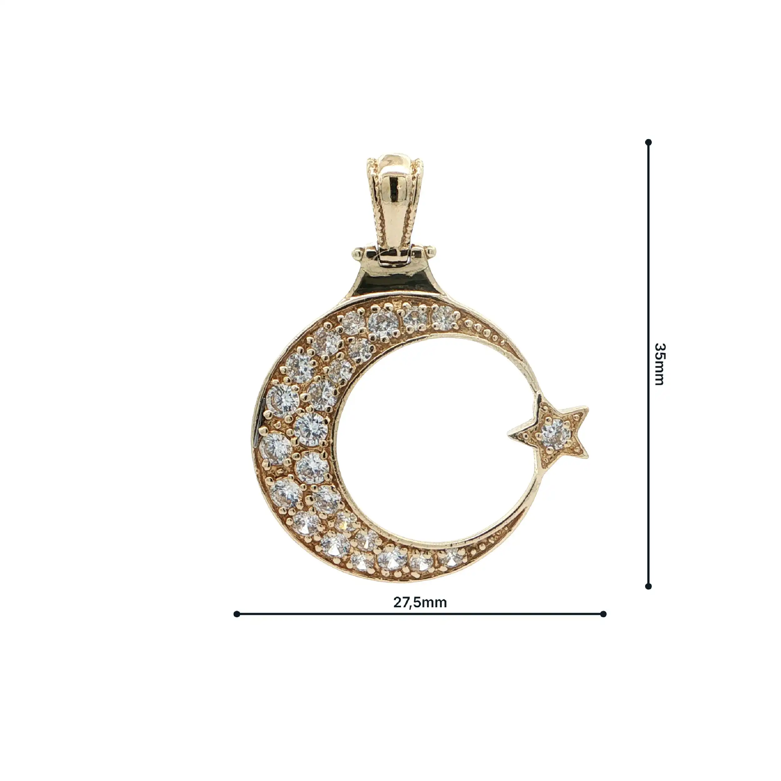 Anhänger Gelbgold "Mond mit Stern" & Zirkonia