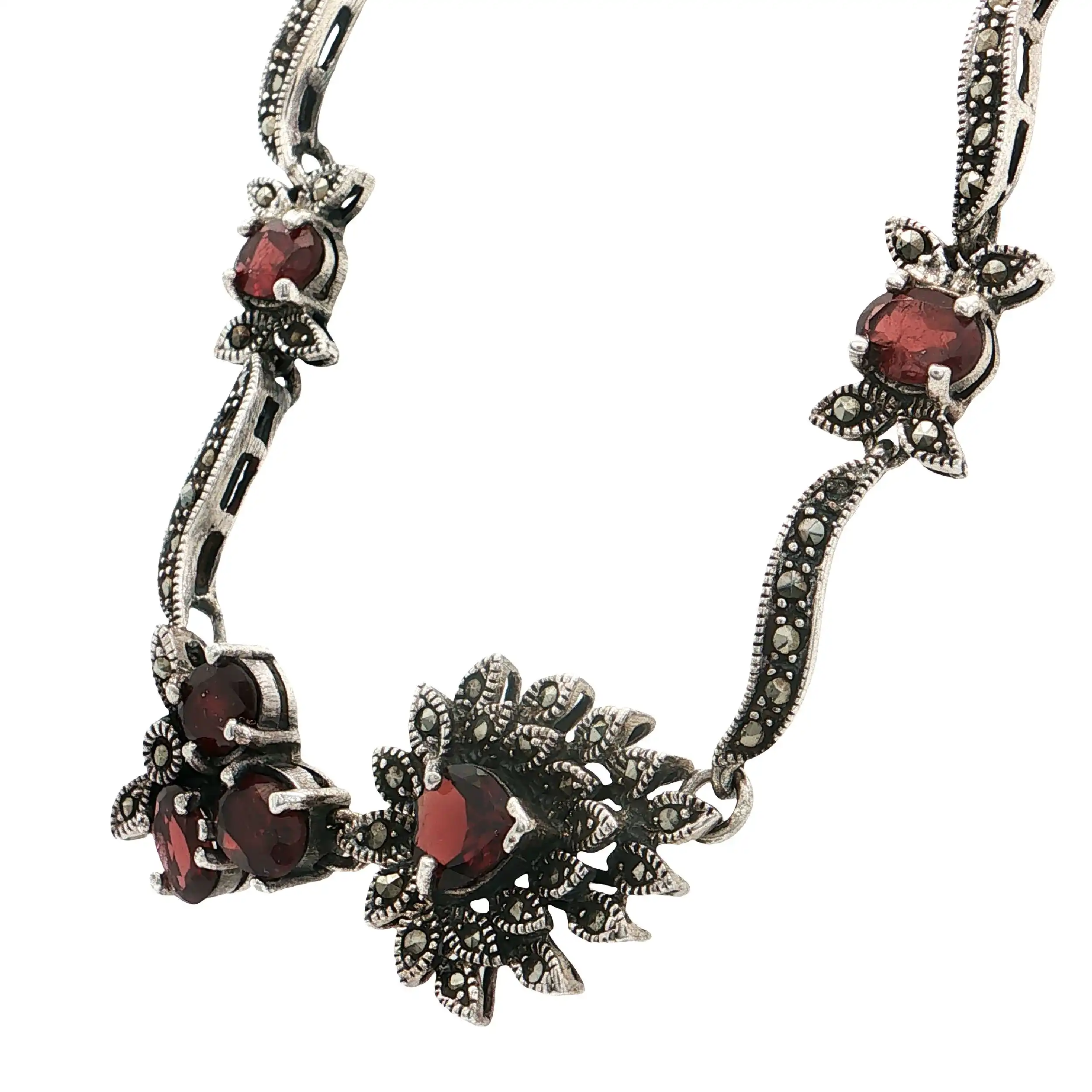 Collier Silber mit Granat und Markasiten