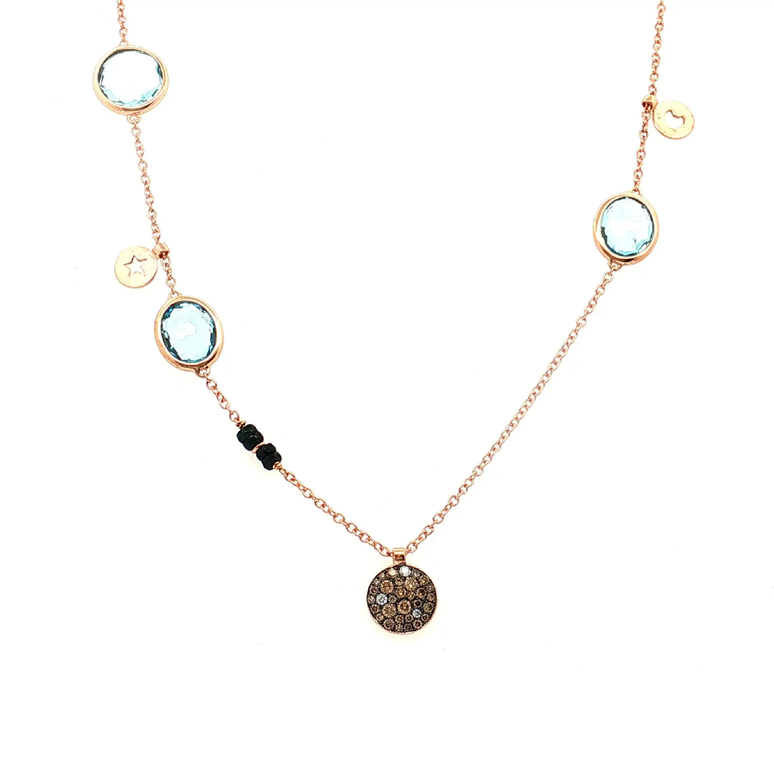 Collier Rotgold Al Coro mit Topas, Saphir und Diamanten