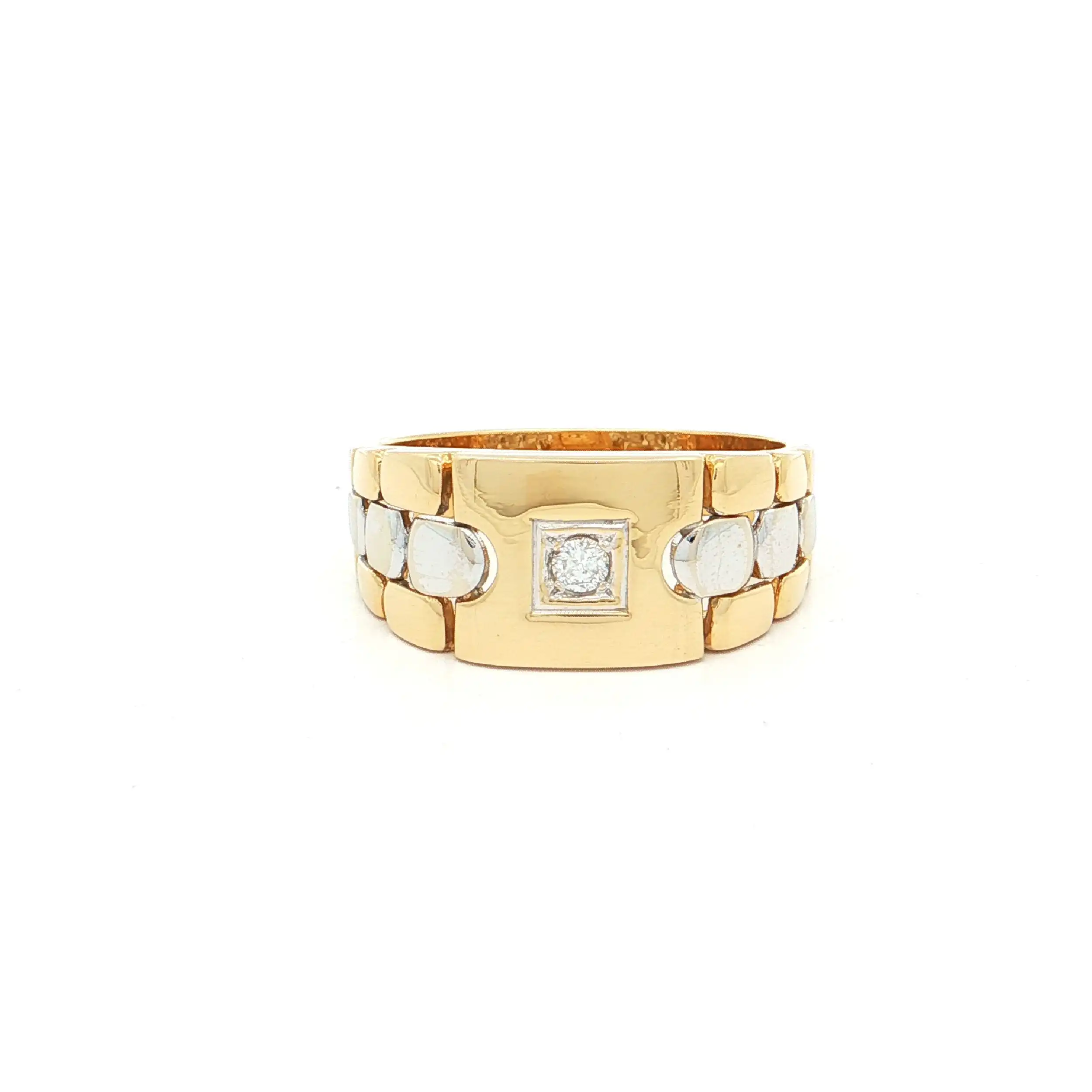 Ring Bicolor mit Brillant, graviert mit 0,07ct
