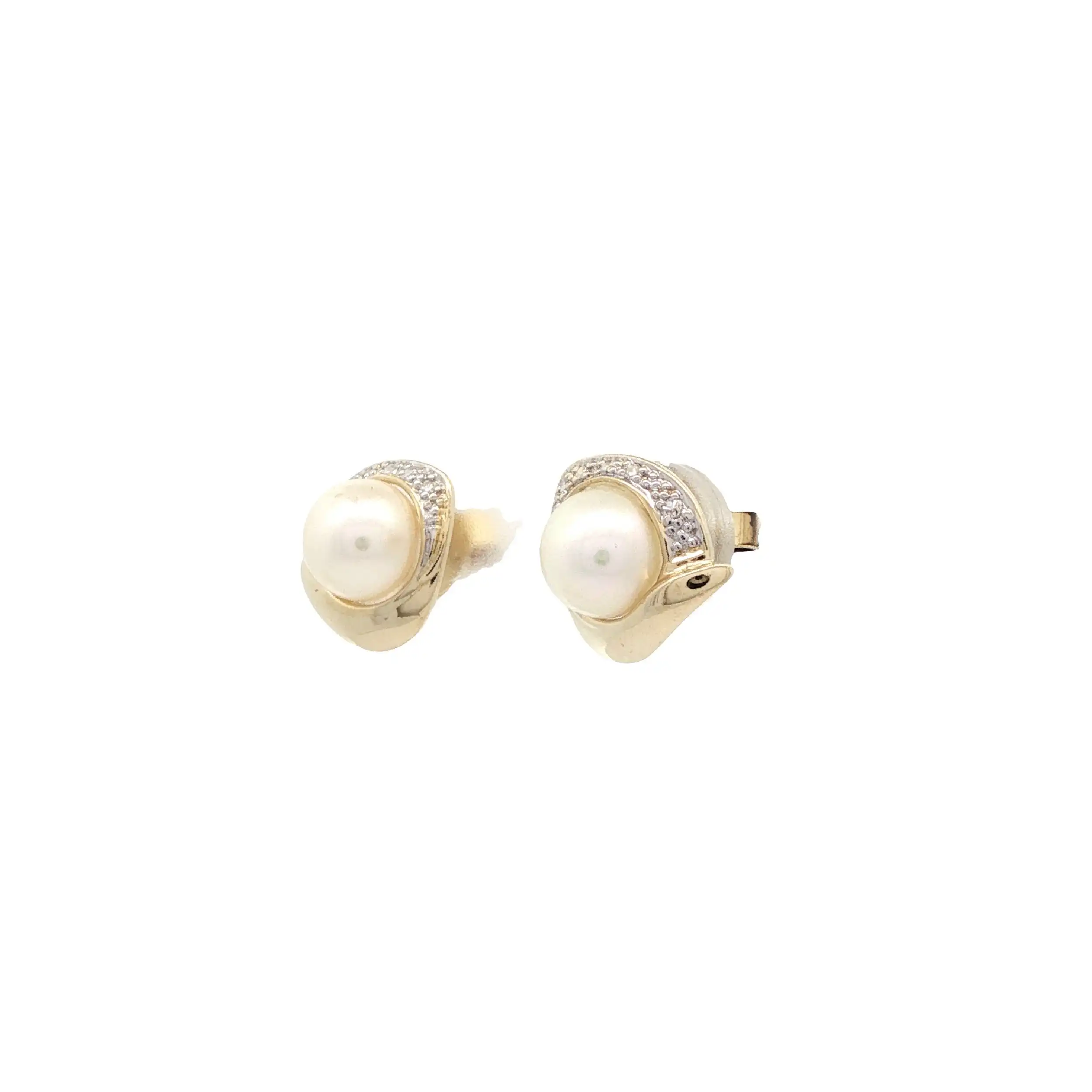 Ohrstecker Gelbgold mit Perle und Diamanten