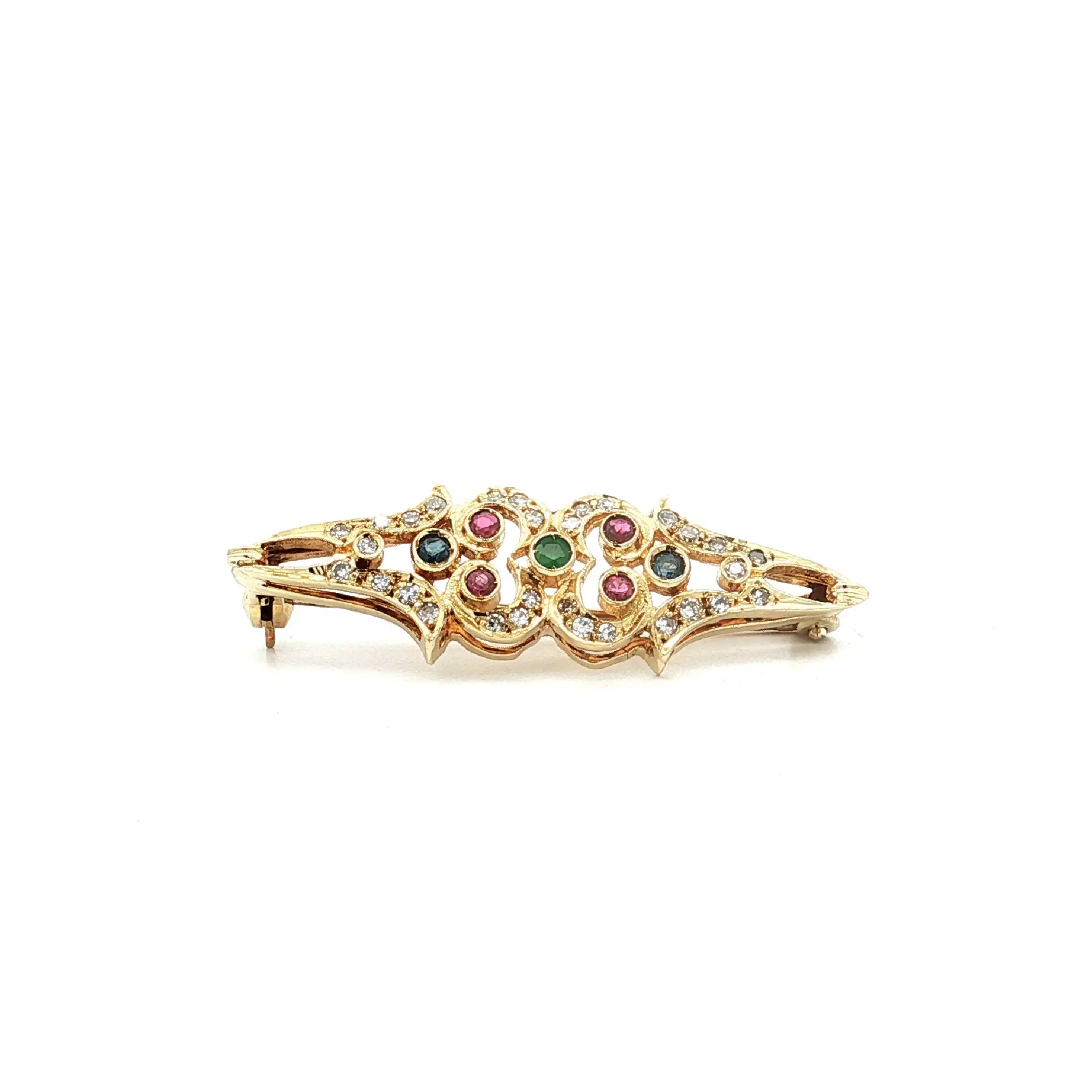 Nadel Gelbgold mit Rubin, Saphir, Smaragd & Diamanten Nadel Gelbgold mit Rubin, Saphir, Smaragd & Diamanten