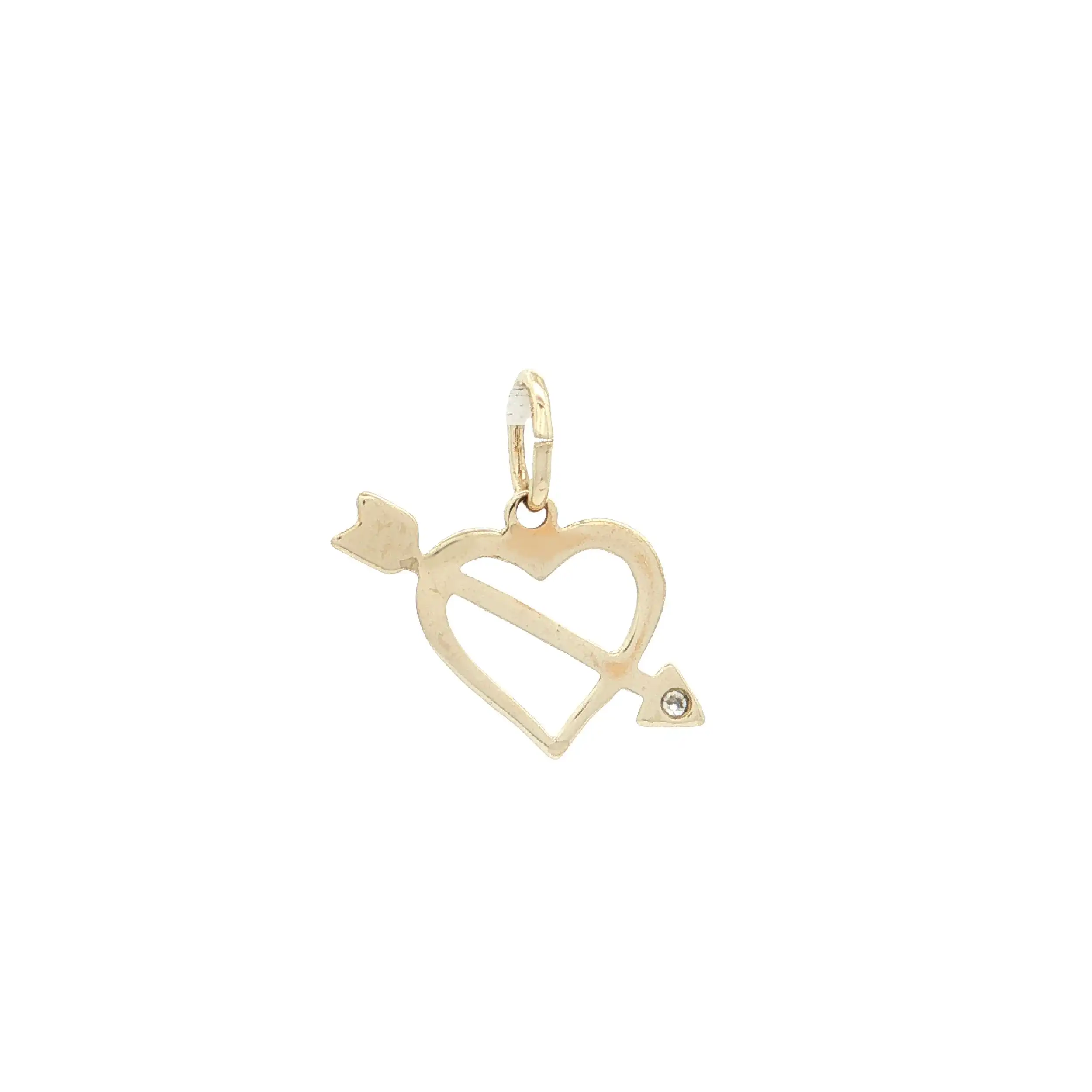 Herzanhänger Gelbgold mit Pfeil und Zirkonia Herzanhänger Gelbgold mit Pfeil und Zirkonia