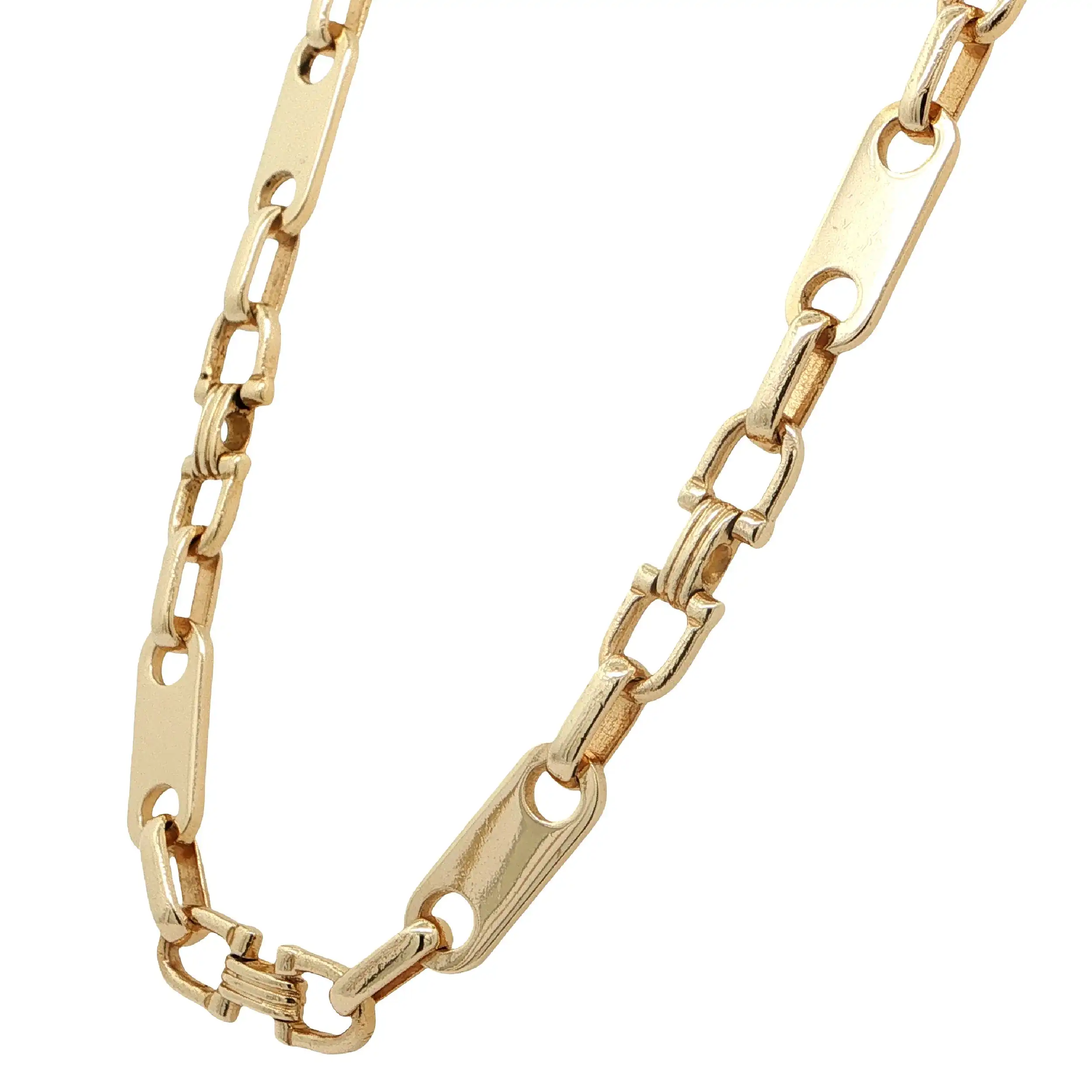 Plättchen-Steigbügelkette Gelbgold