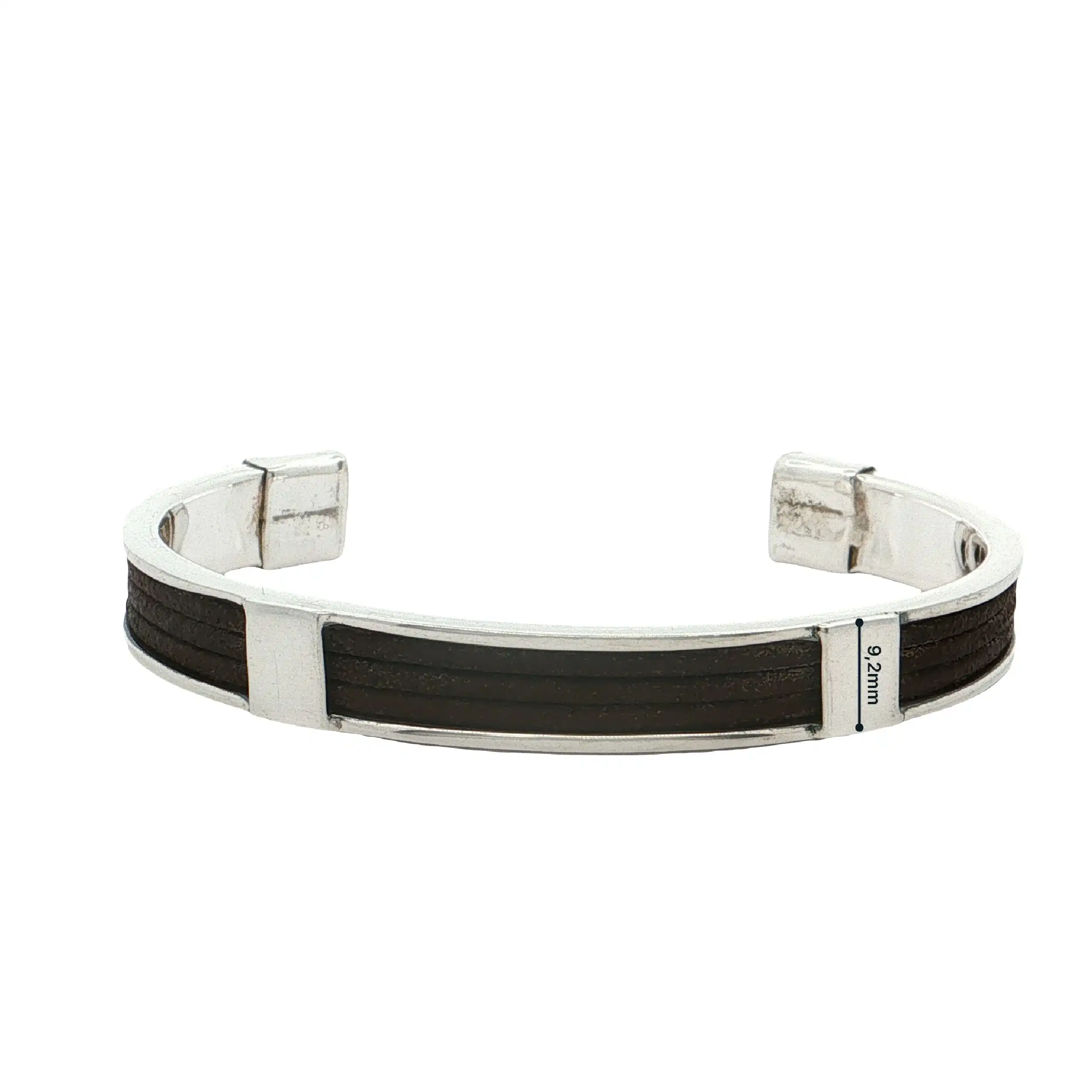 Armreif Silber mit Lederelementen