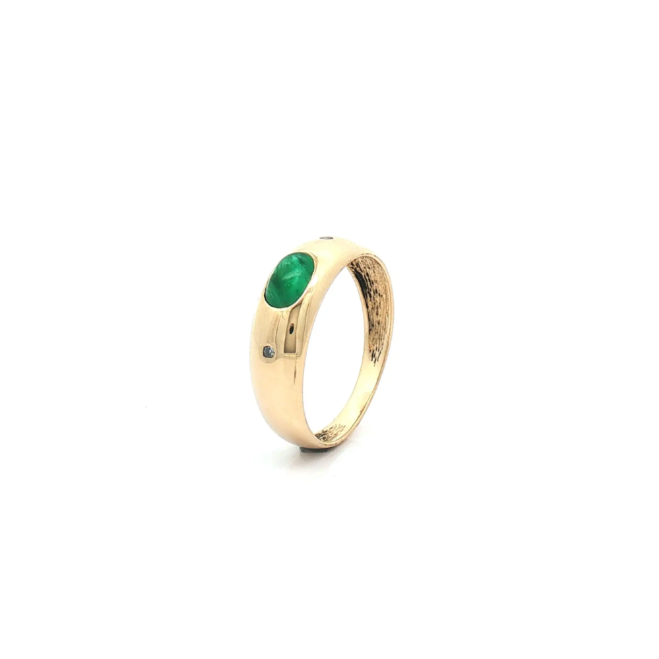 Ring Gelbgold mit Brillanten und grünem Farbstein Ring Gelbgold mit Brillanten und grünem Farbstein