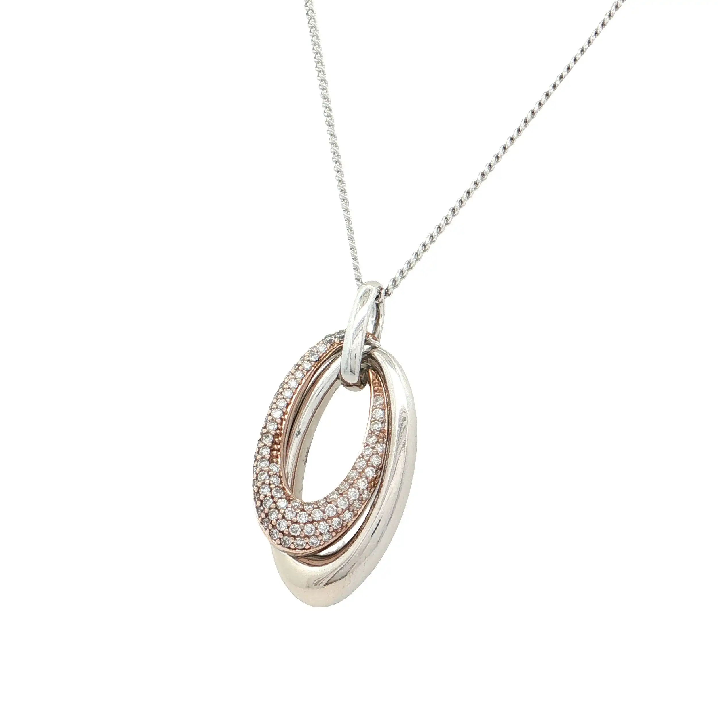 Kette Bicolor mit Anhänger mit Brillanten, graviert mit 0,32ct