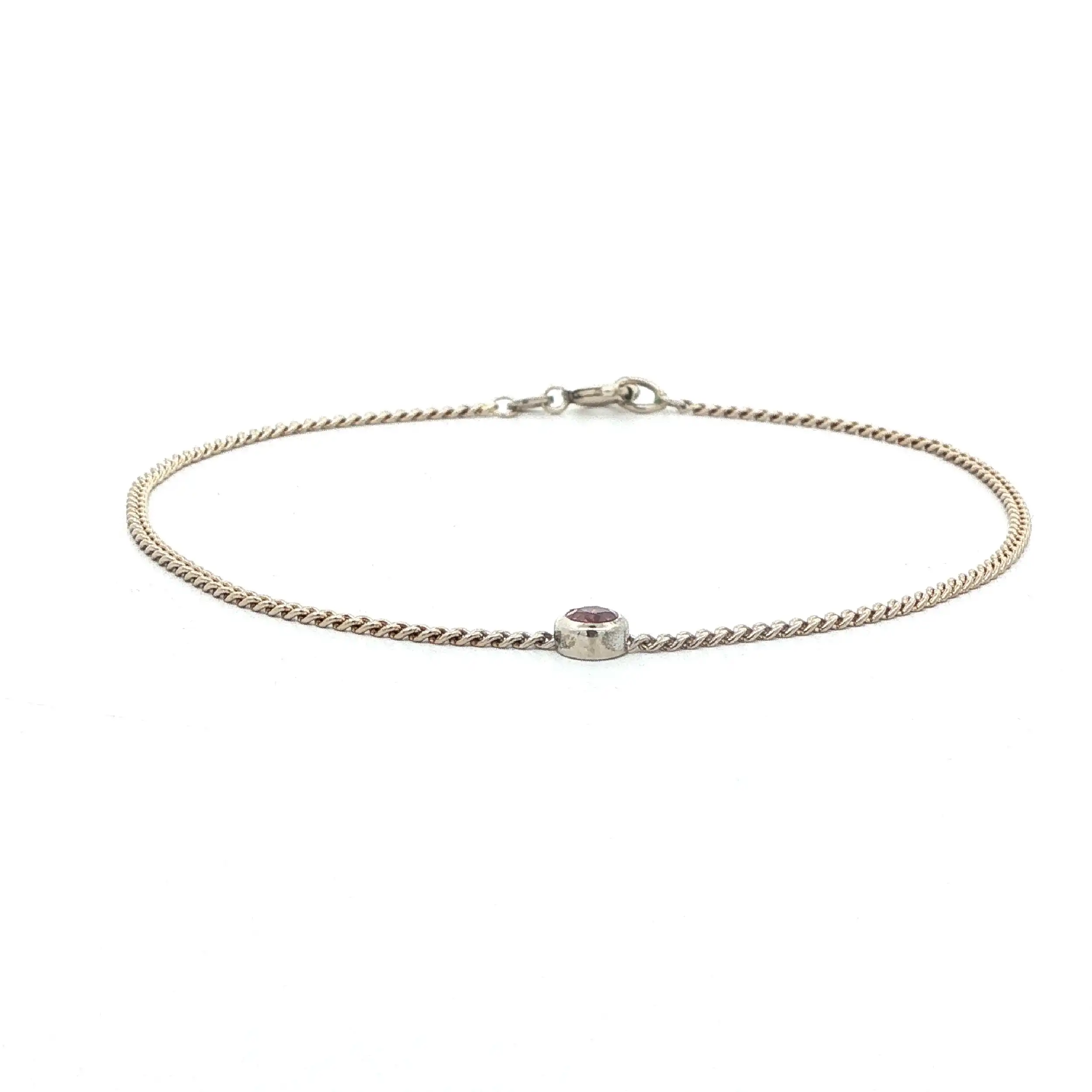 Panzerarmband Weißgold mit rosa Farbstein