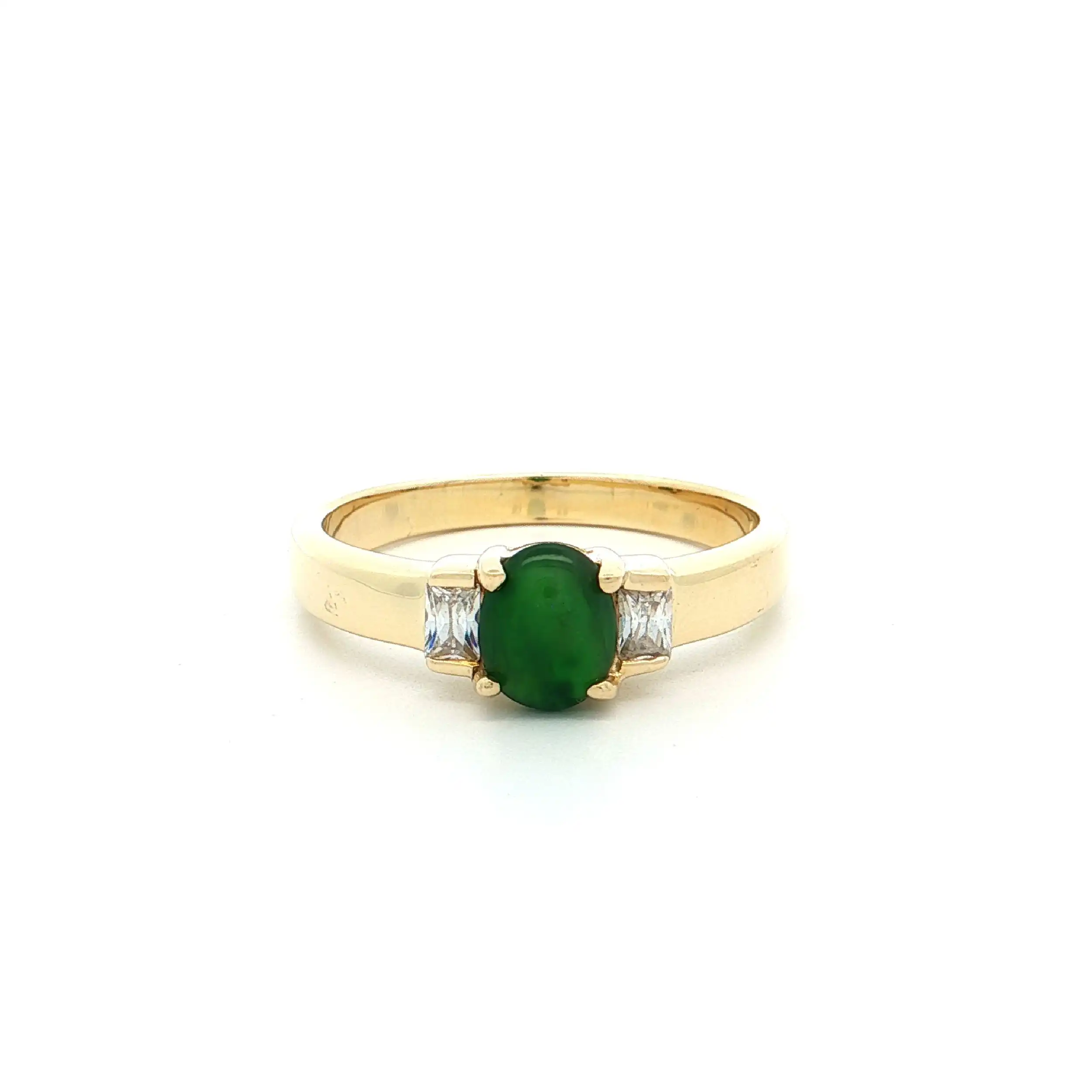 Ring Gelbgold mit Farbstein Cabochon und Diamanten