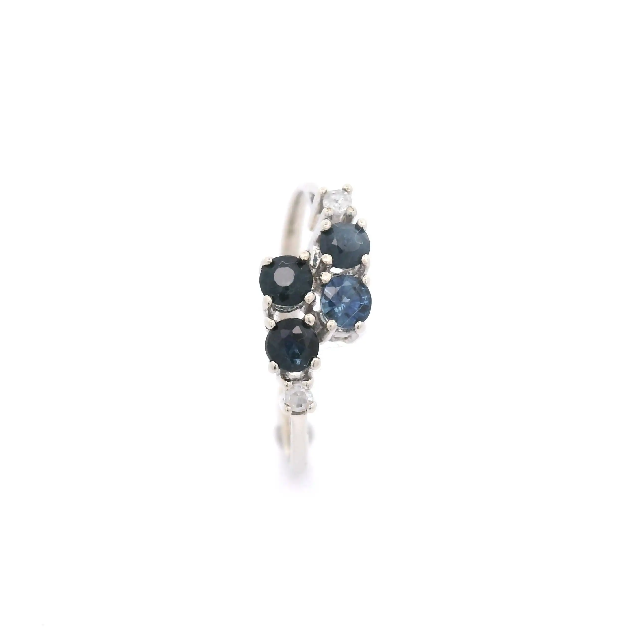 Ring Weißgold mit Diamanten und blauen Steinen